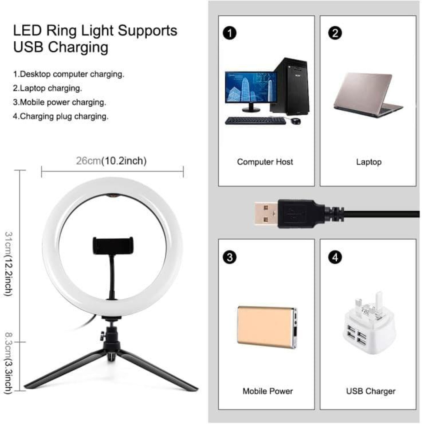 Кильцева USB LED лампа Puluz PKT3082B 10