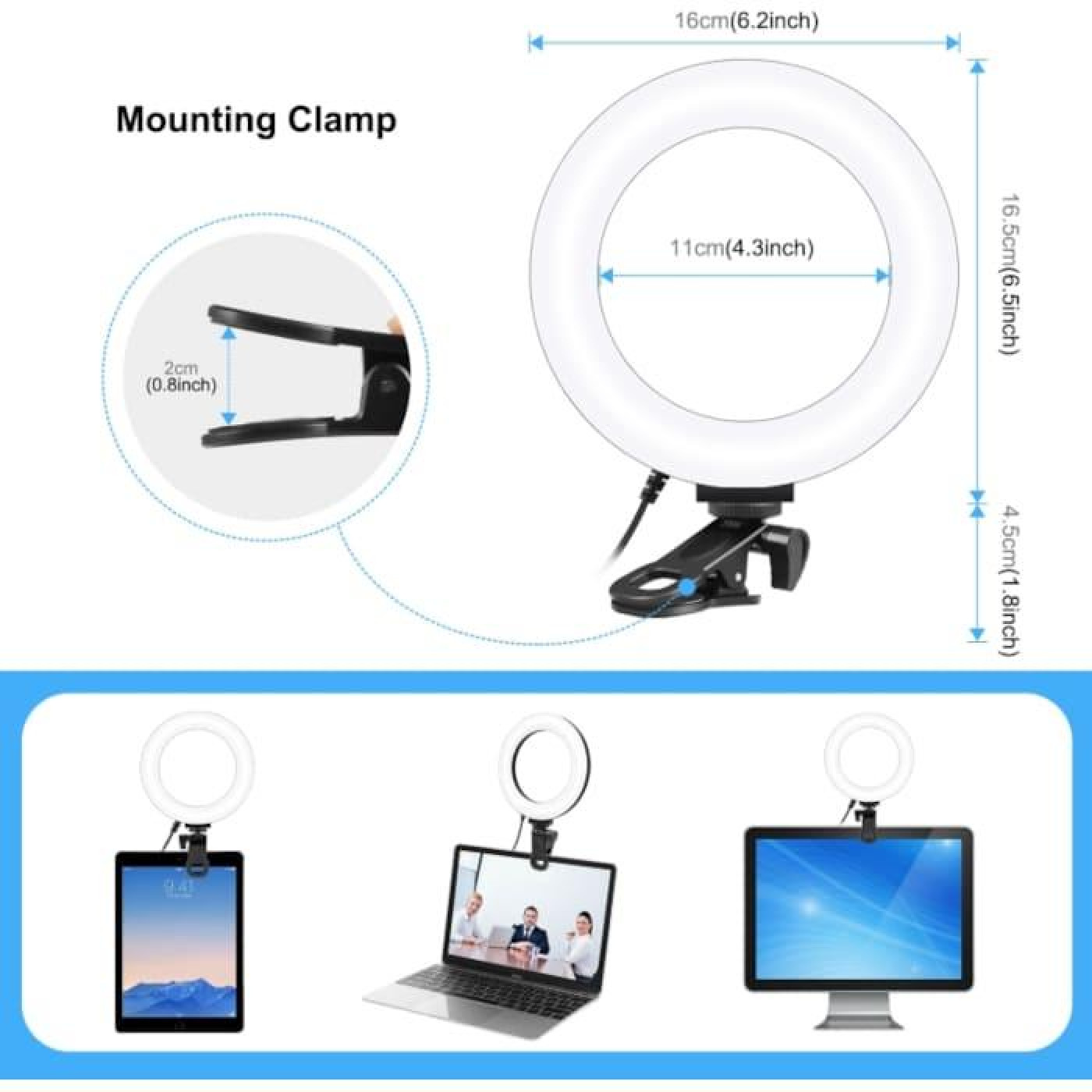 Кільцева USB LED лампа Puluz PU568B 6.2