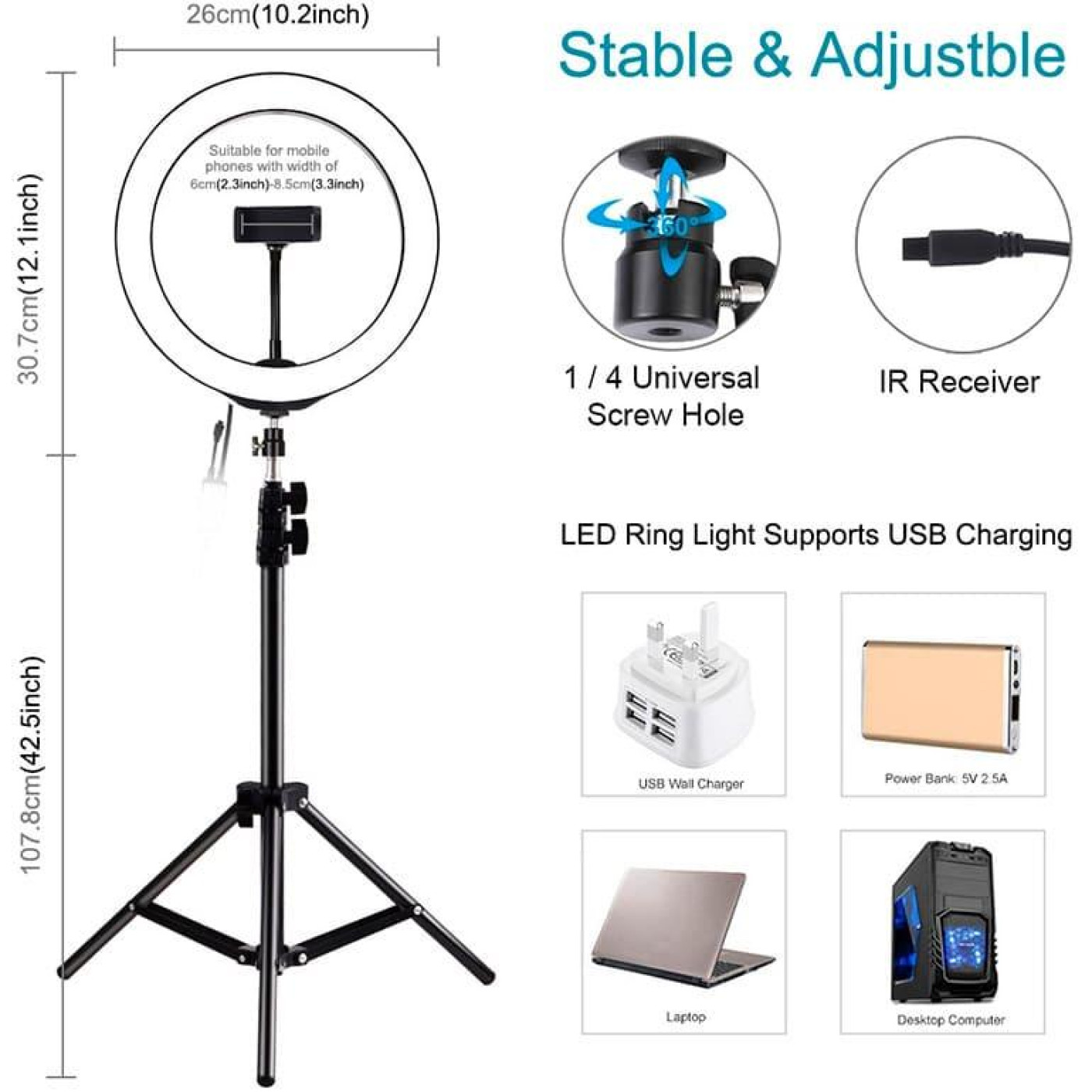 Кільцева USB RGBW LED лампа Puluz PKT3043 10