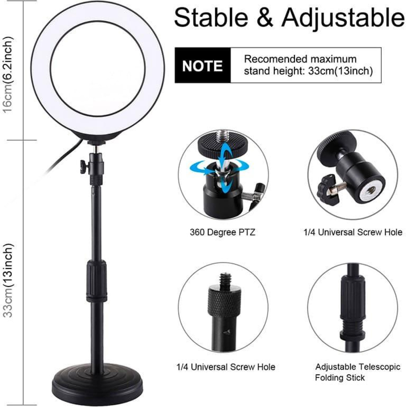 Кільцева USB RGBW LED лампа Puluz PKT3047B 6.2