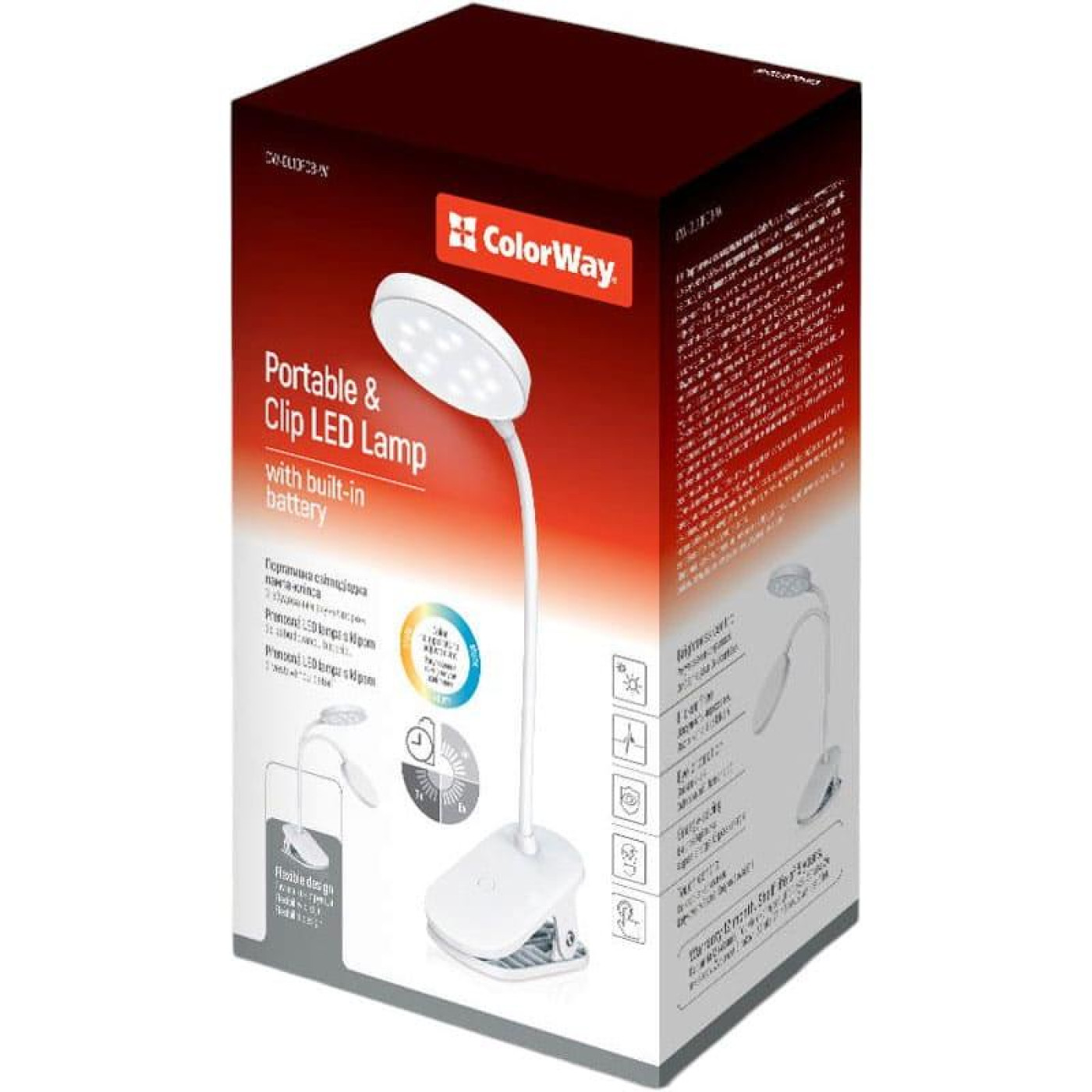 Настольная лампа ColorWay LED лампа Flexible & Clip 2 из вбудованим акумулятором White (CW-DL10FCB-W)