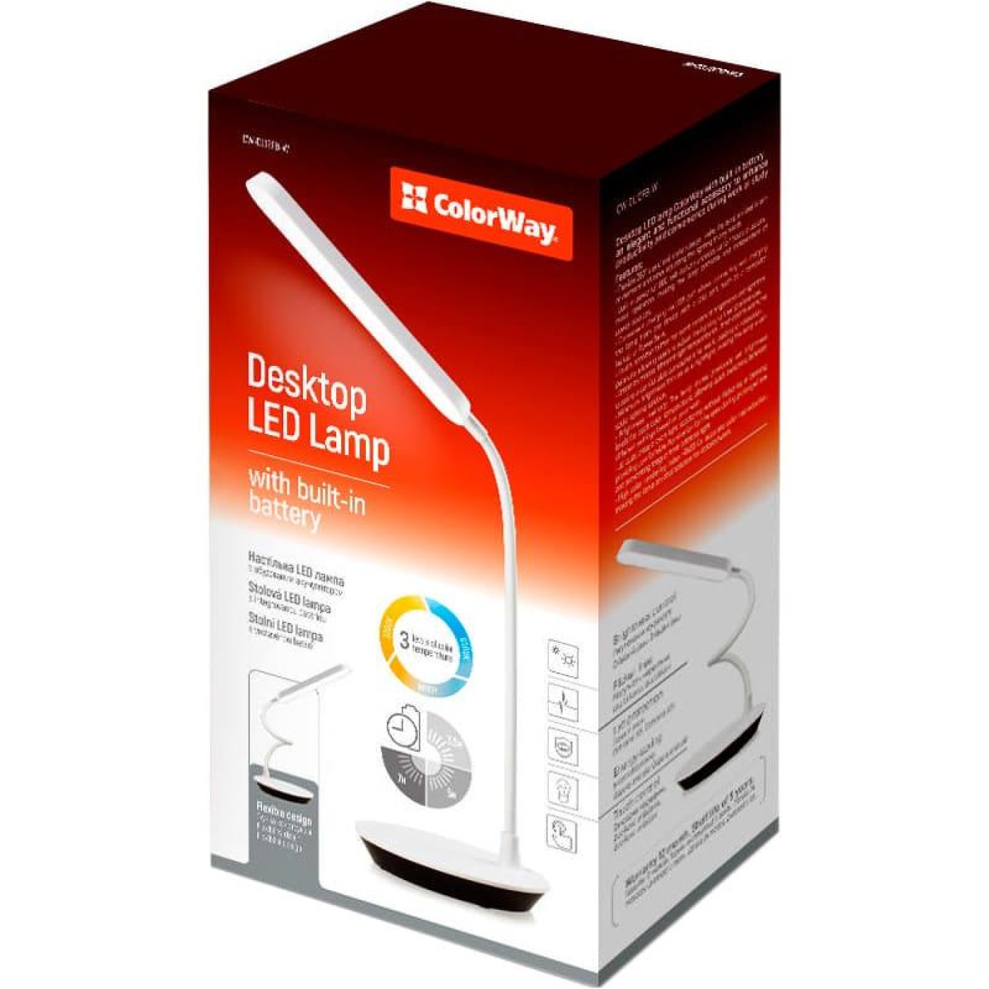 Настольная лампа ColorWay Portable & Flexible 360, 4W, battery 1800 mAh (CW-DL12FB-W)