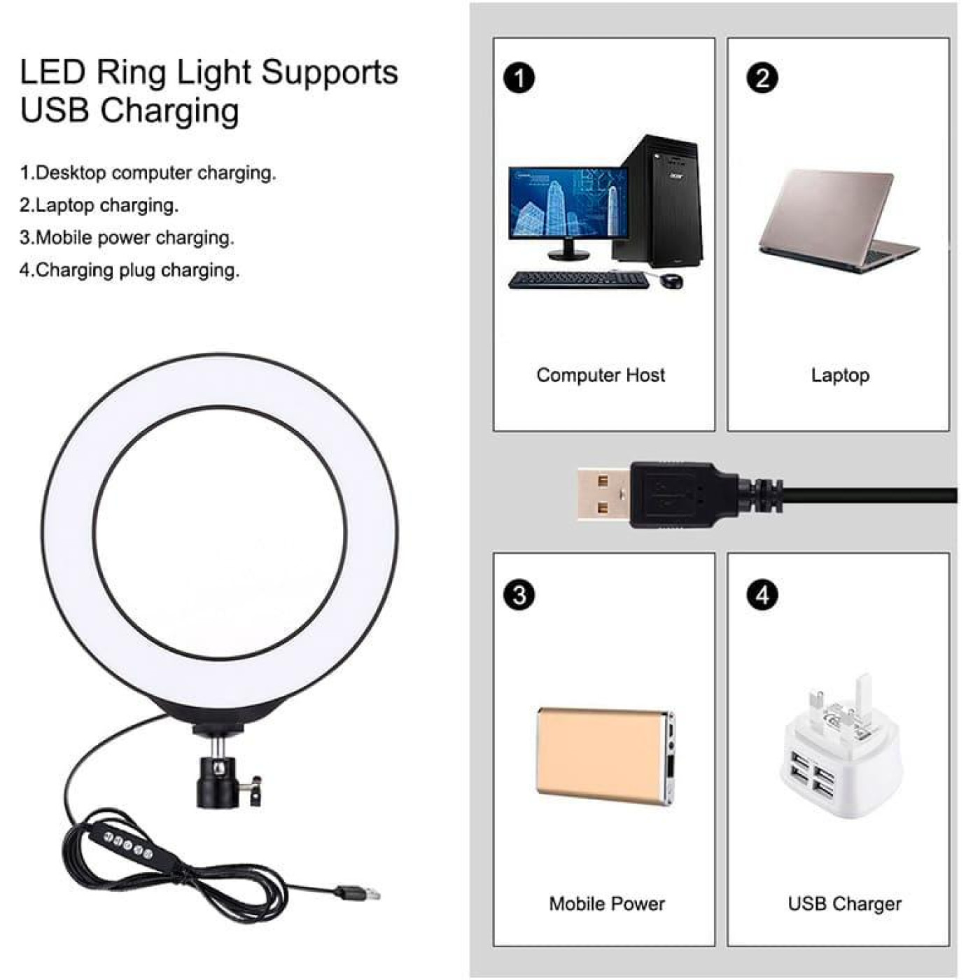Кільцева USB RGBW LED лампа Puluz PKT3049B 4.7