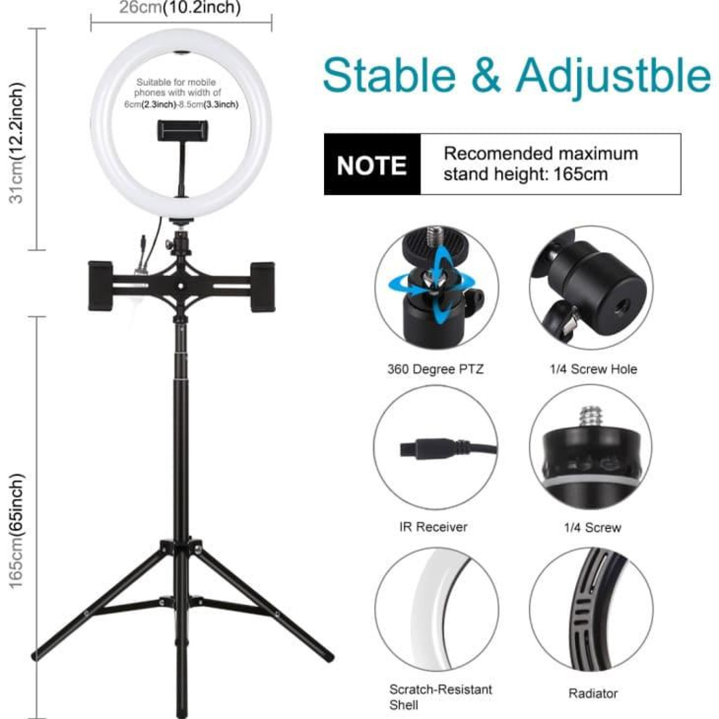Кільцева USB RGBW LED лампа Puluz PKT3055B 10.2