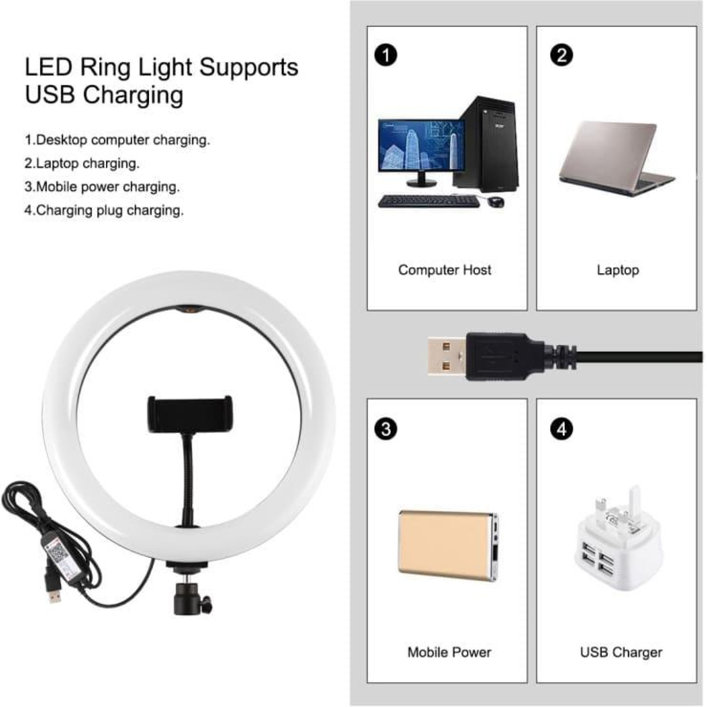 Кільцева USB RGBW LED лампа Puluz PKT3055B 10.2