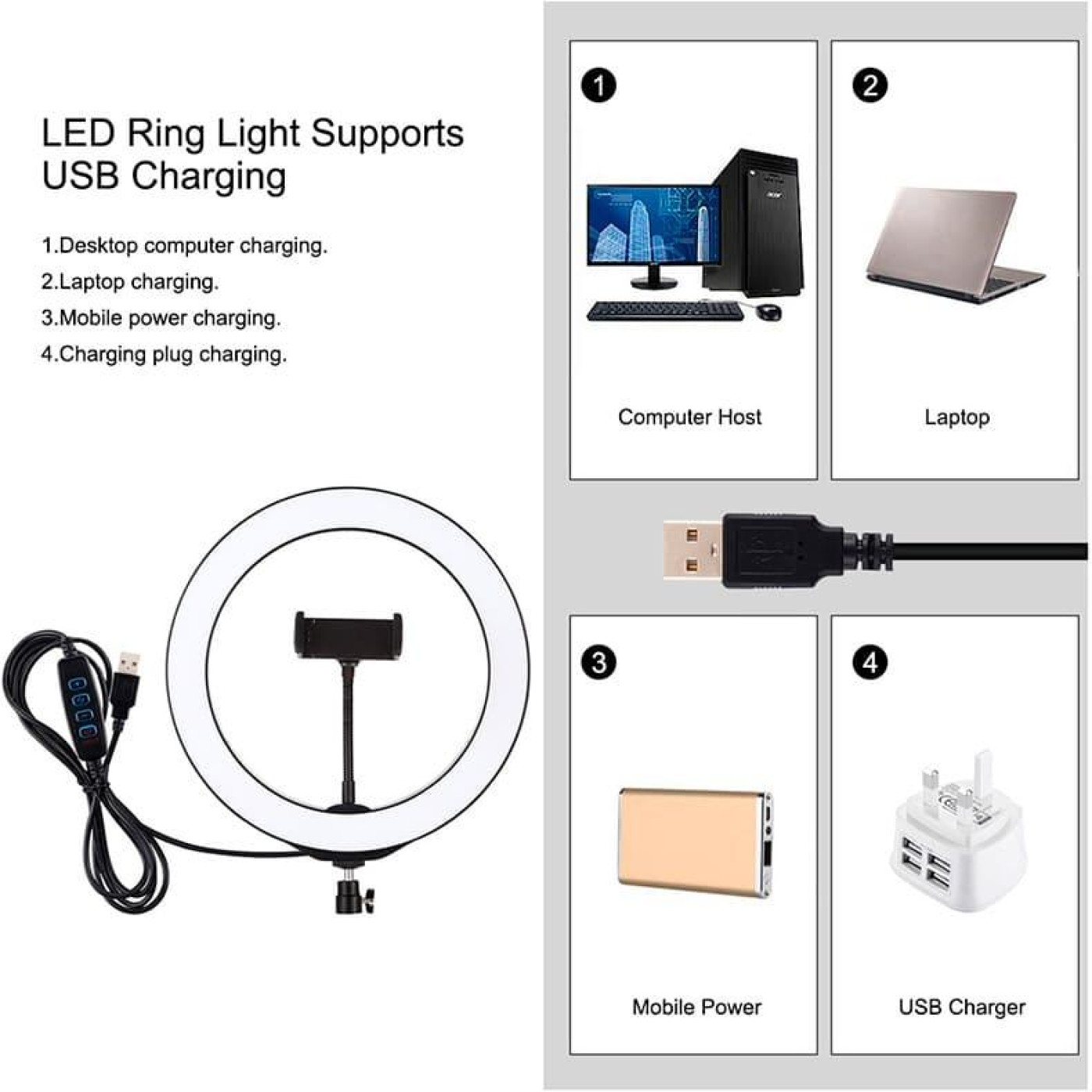 Кольцевая USB LED лампа Puluz PKT3035 10