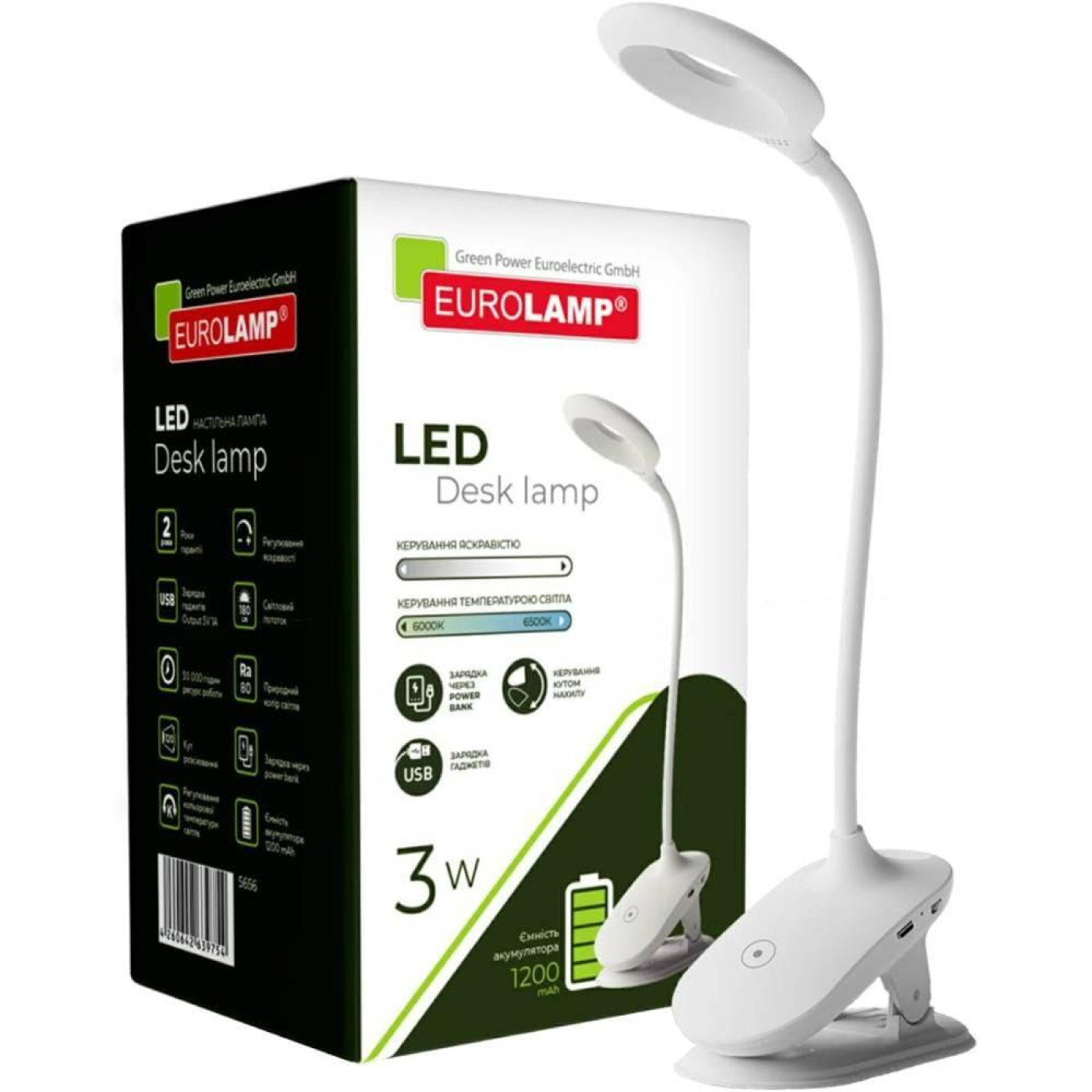 Настольная лампа Eurolamp LED-TLB-3W(white)USB (LED-TLB-3W(white)USB)