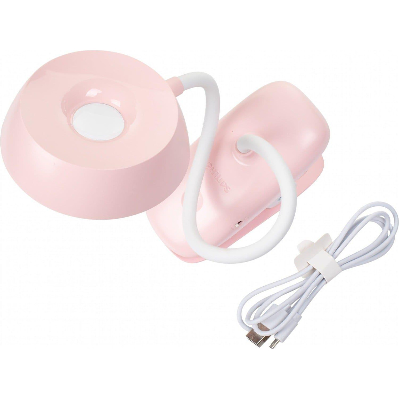 Настольная лампа Philips Donutclip 3Вт 4000K 1200мАг USB-A рожевий (929003179607)