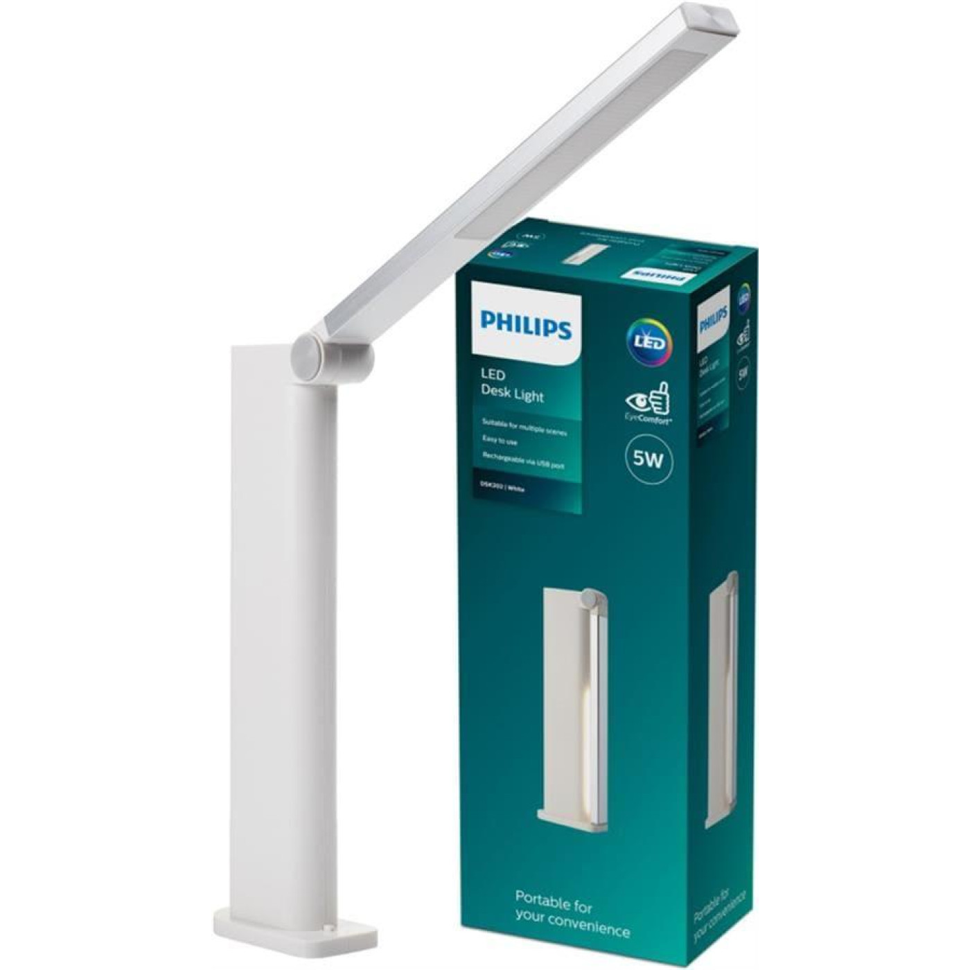 Настільна лампа Philips Amber 5Вт 4000K 1800мАг USB-A білий (929003194507)