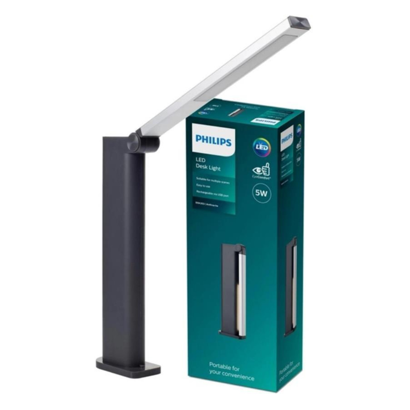 Настольная лампа Philips Amber 5Вт 4000K 1800мАг USB-A сирий (929003194607)