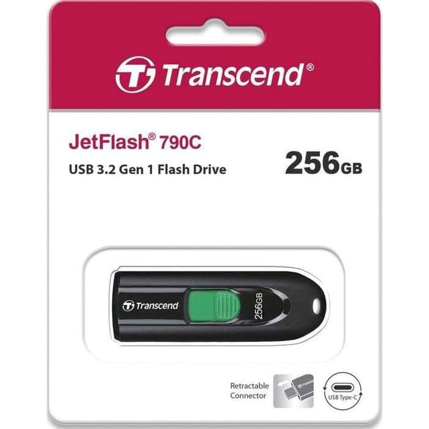 Флеш-накопитель Transcend 256GB JetFlash 790C Black (TS256GJF790C) (FFUFTR02140)