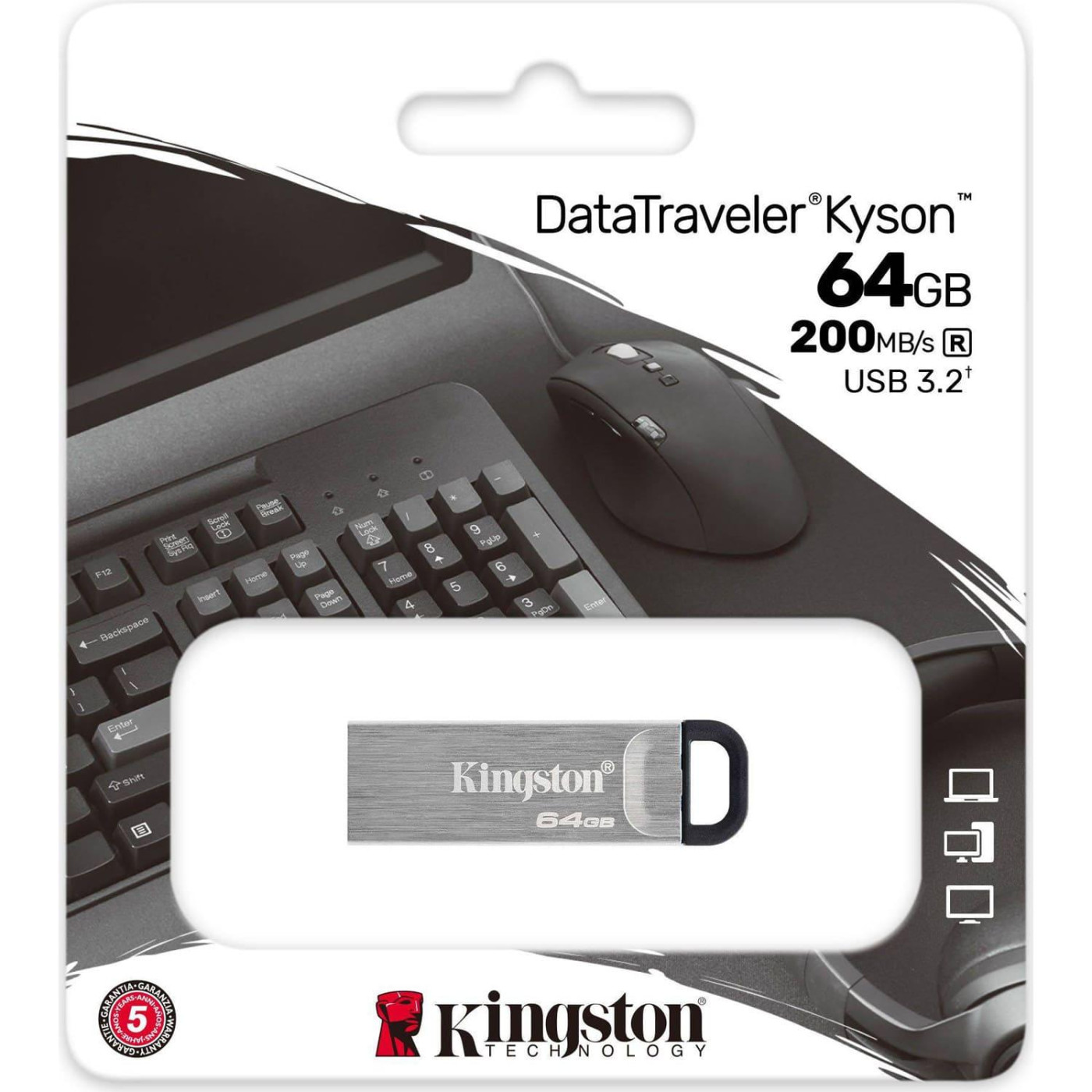 USB Flash Kingston 64GB USB 3.2 Gen 1 DataTraveler Kyson Metal,  Retail