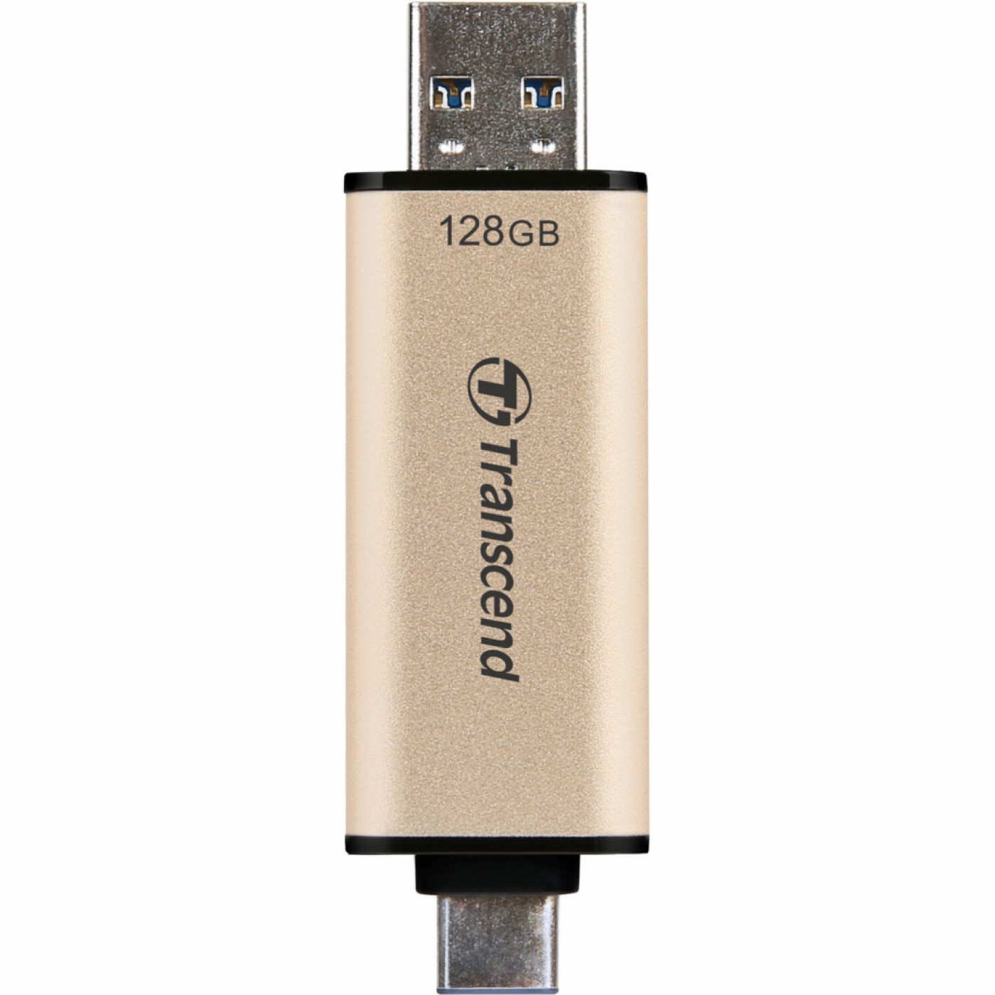 Флеш-накопичувач Transcend USB флеш накопичувач 128GB JetFlash 930 Gold-Black USB 3.2/Type-C (TS128GJF930C)