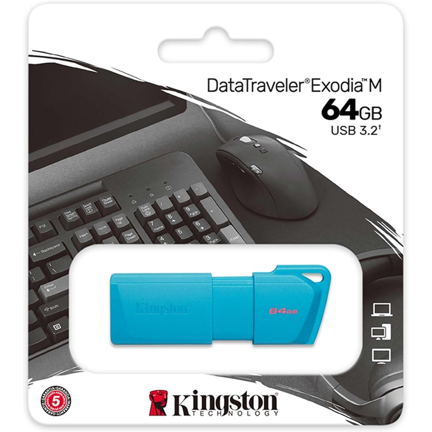 Флеш-накопичувач USB3.2  64GB Kingston DataTraveler Exodia M Aqua Blue (KC-U2L64-7LB)
