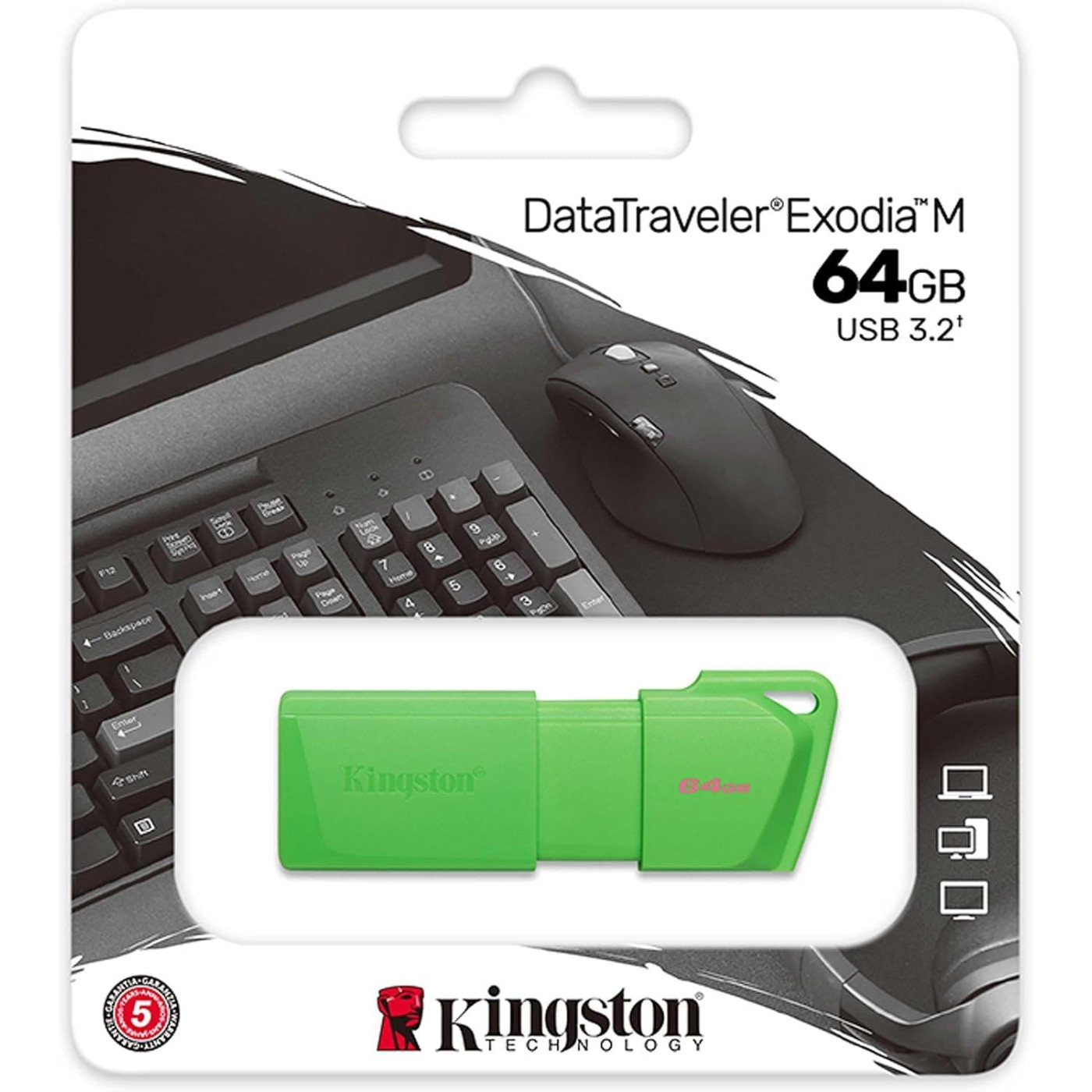 Флеш-накопичувач USB3.2  64GB Kingston DataTraveler Exodia M Green (KC-U2L64-7LG)