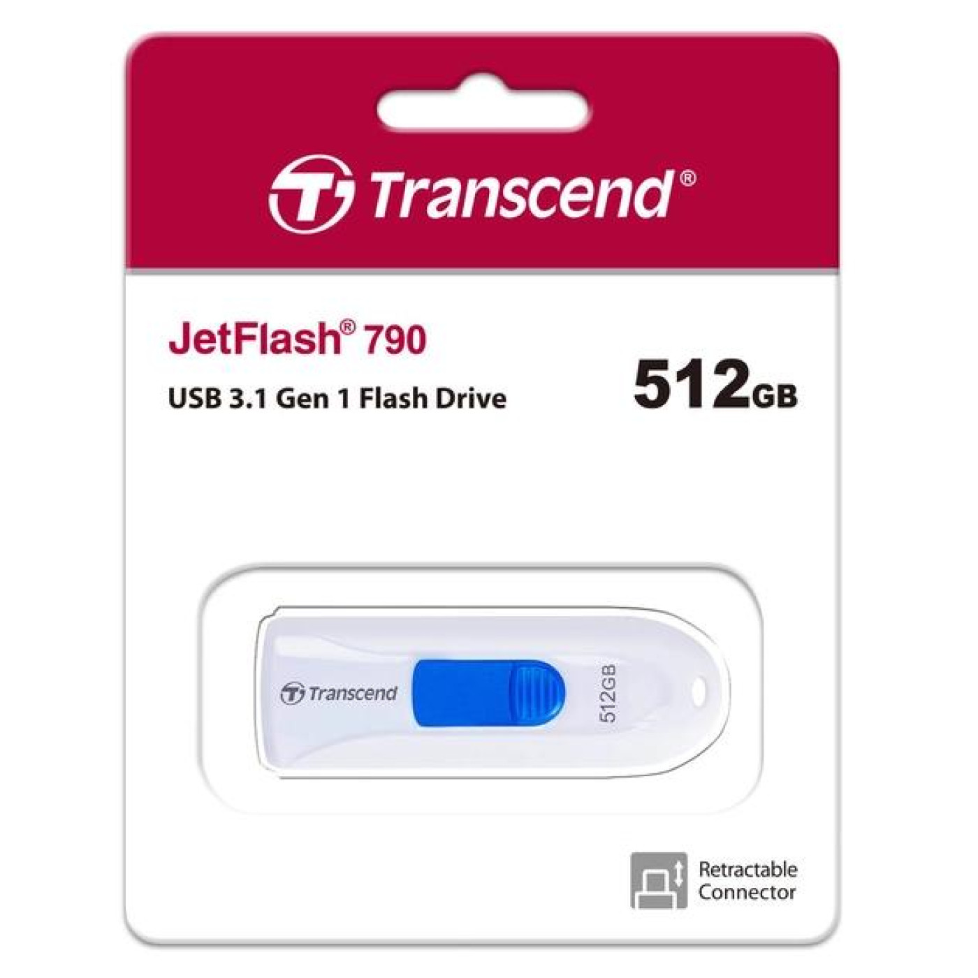 Флеш-накопитель Transcend USB флеш накопичувач 512GB JetFlash 790 White USB 3.1 (TS512GJF790W)