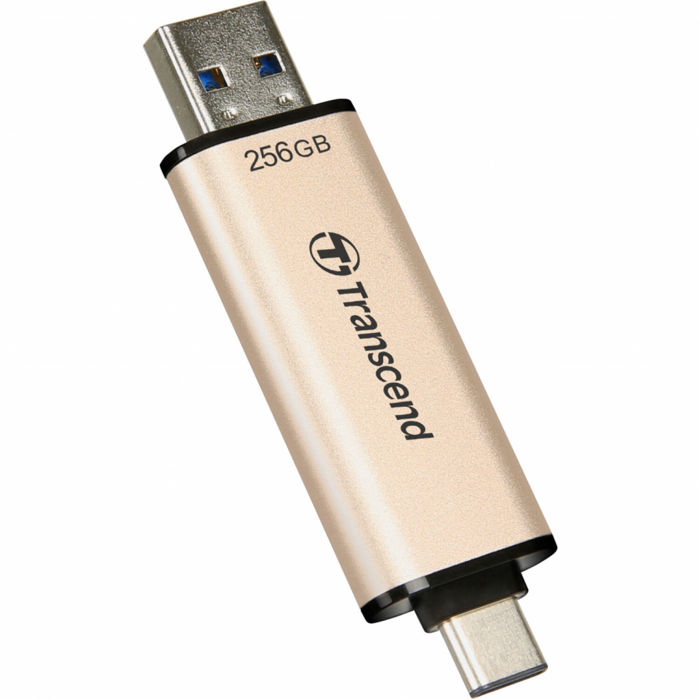 Флеш-накопитель Transcend USB флеш накопичувач 256GB JetFlash 930 Gold-Black USB 3.2/Type-C (TS256GJF930C)