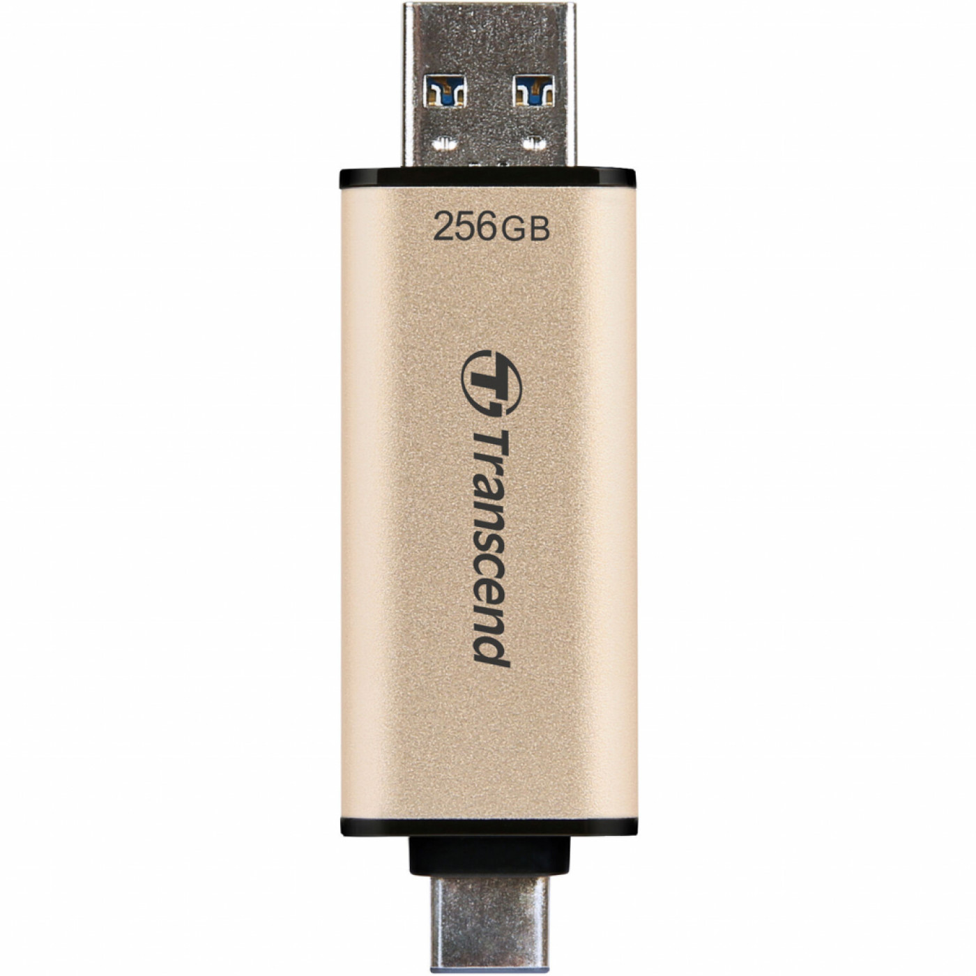 Флеш-накопитель Transcend USB флеш накопичувач 256GB JetFlash 930 Gold-Black USB 3.2/Type-C (TS256GJF930C)