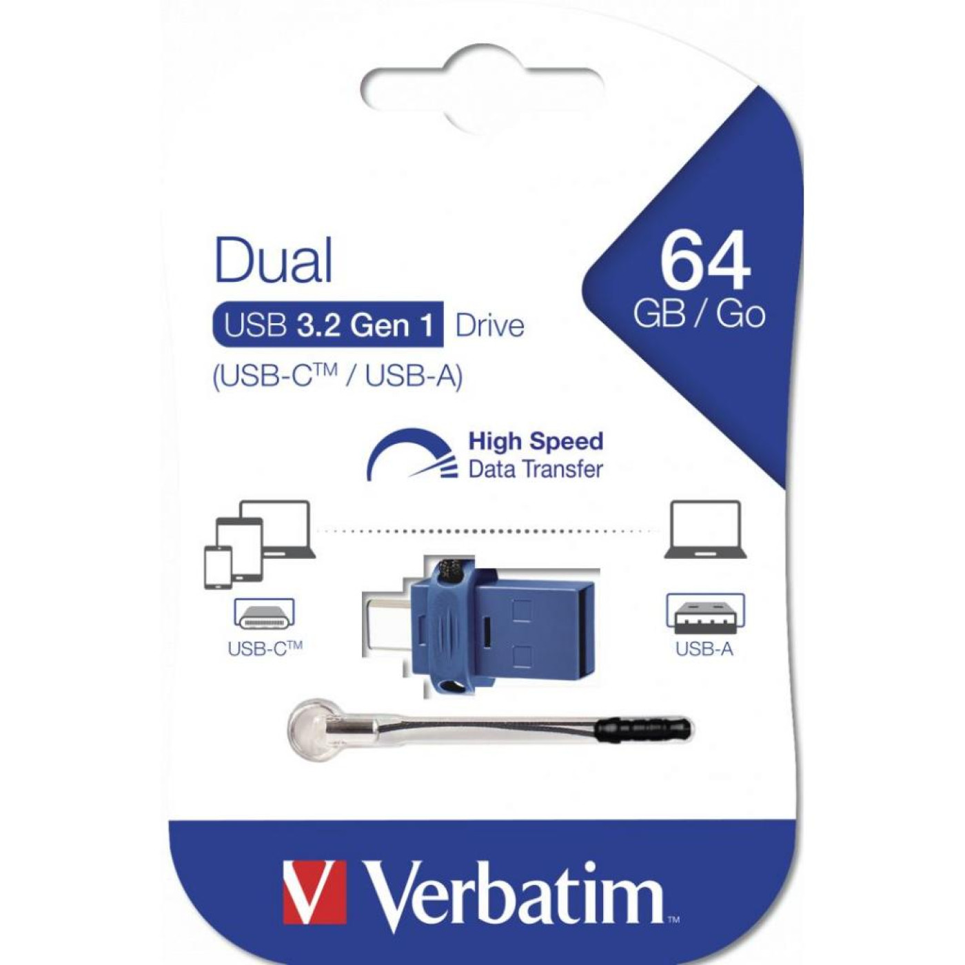 Флеш-накопичувач Verbatim USB флеш накопичувач 64GB Dual USB Drive USB 3.0/Type-C (49967)