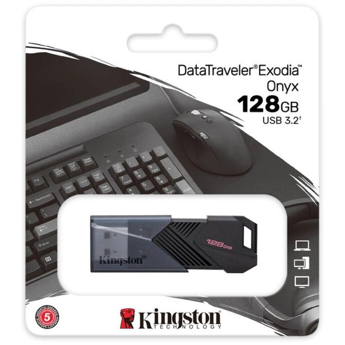 Флеш-накопичувач Kingston USB DataTraveler Exodia Onyx 128GB USB 3.2 Gen 1 Black (DTXON/128GB)