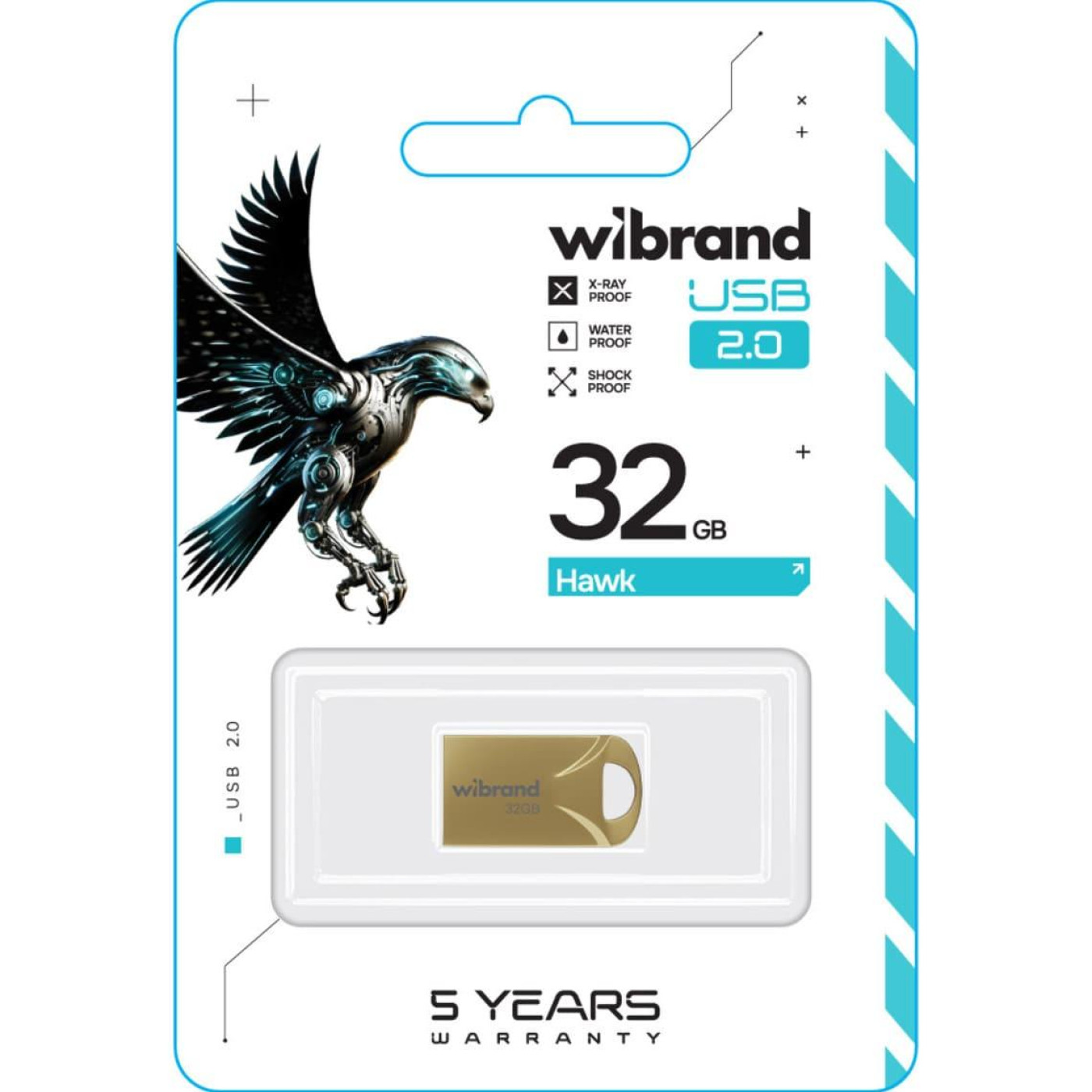 Флеш-накопитель Wibrand Flash USB 2.0 Hawk 32Gb Gold (WI2.0/HA32M1G)