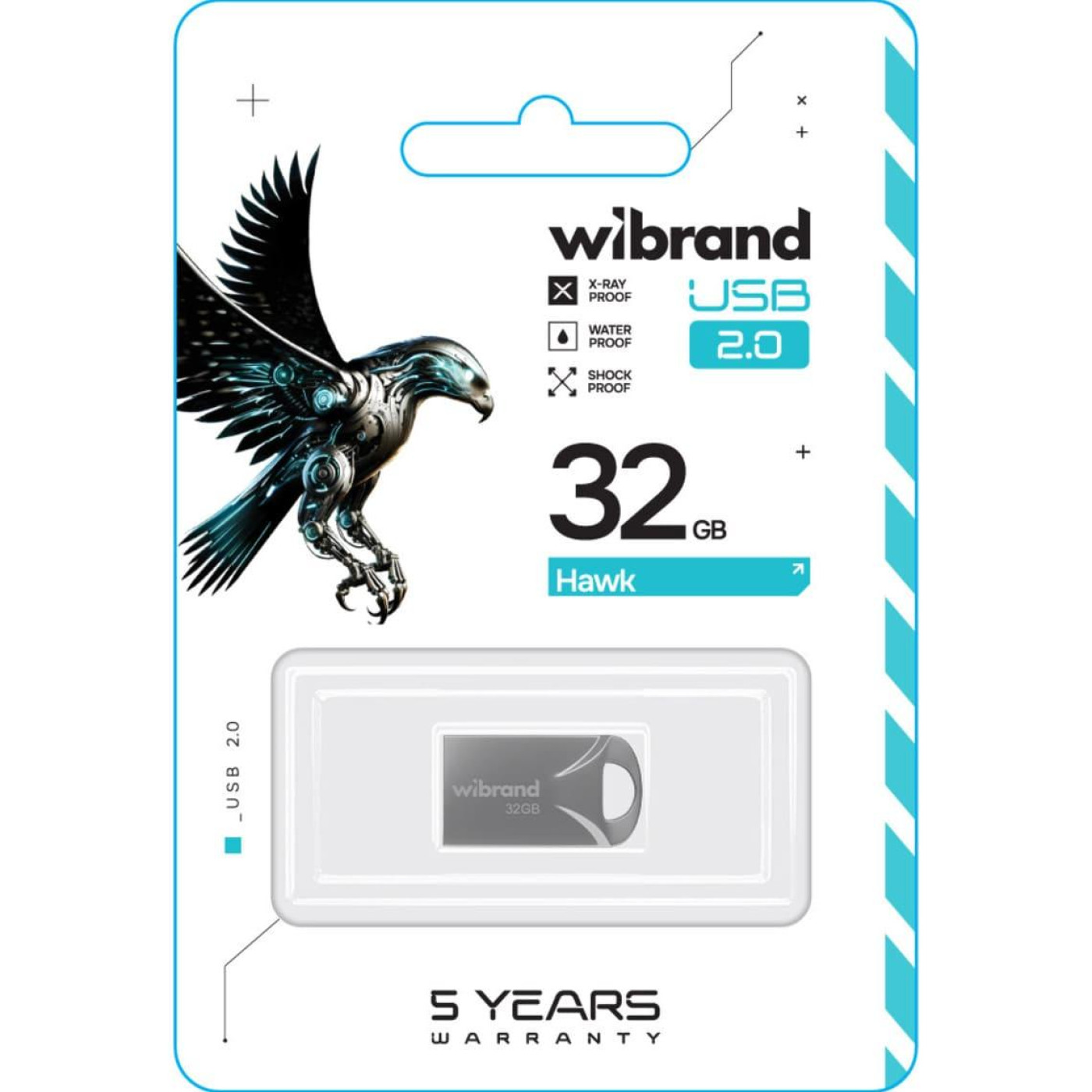 Флеш-накопитель Wibrand Flash USB 2.0 Hawk 32Gb Silver (WI2.0/HA32M1S)
