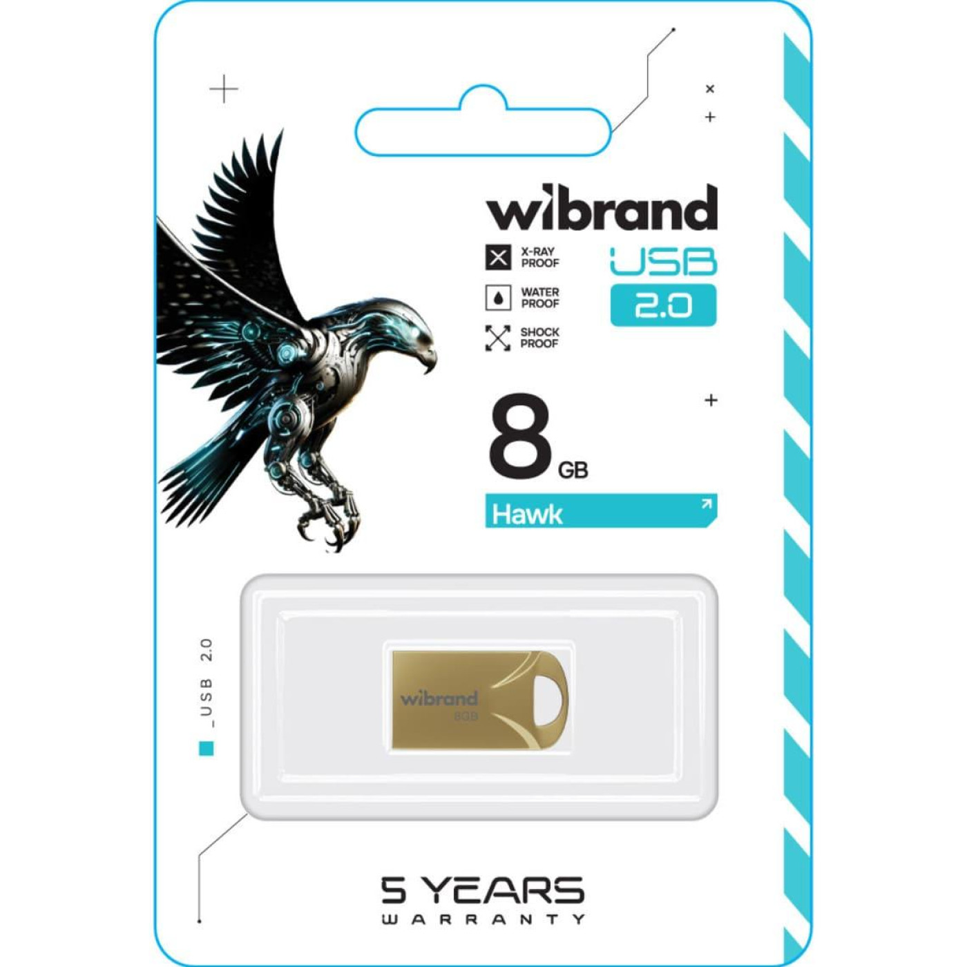 Флеш-накопичувач Wibrand Flash USB 2.0 Hawk 8Gb Gold (WI2.0/HA8M1G)