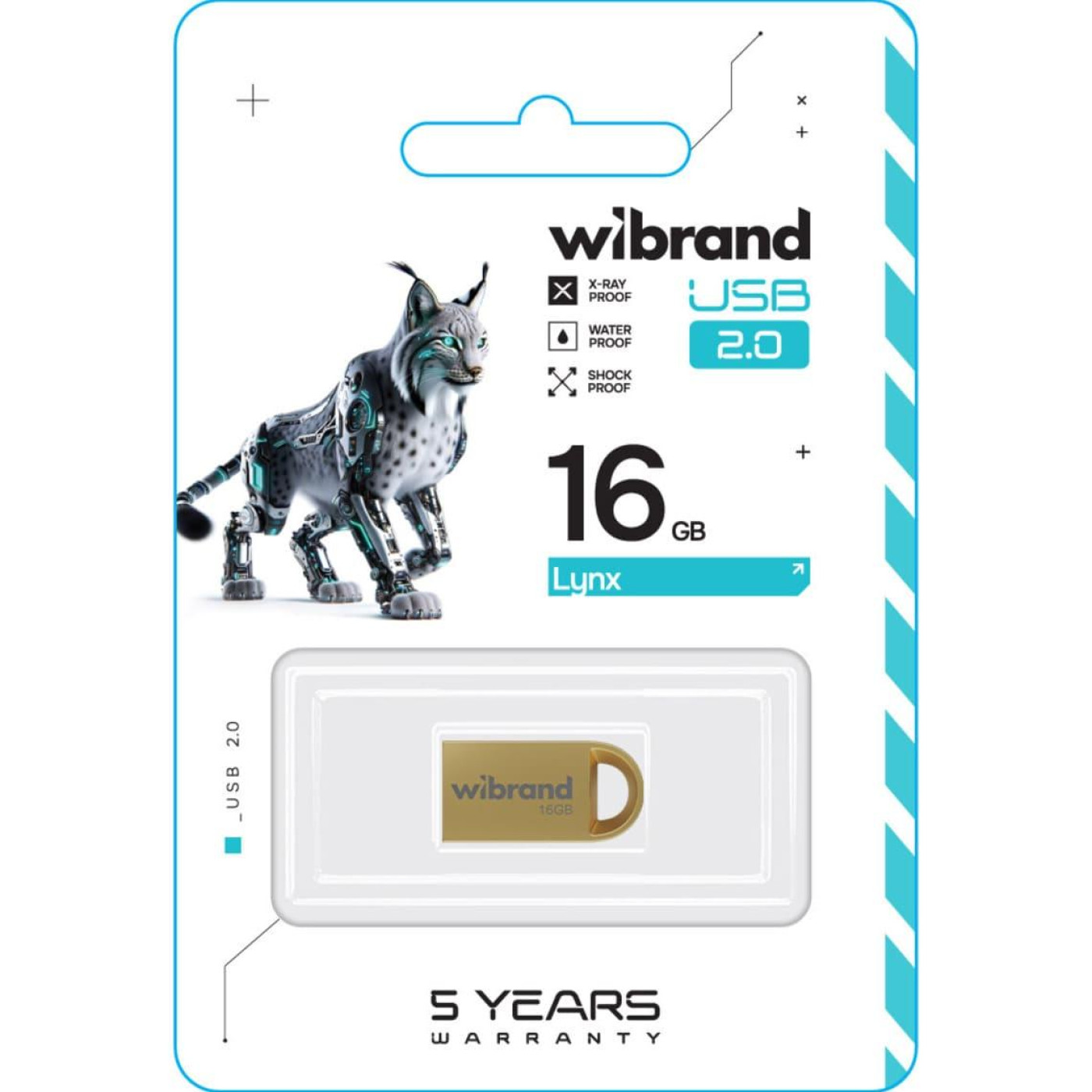 Флеш-накопитель Wibrand Flash USB 2.0 Lynx 16Gb Gold (WI2.0/LY16M2G)