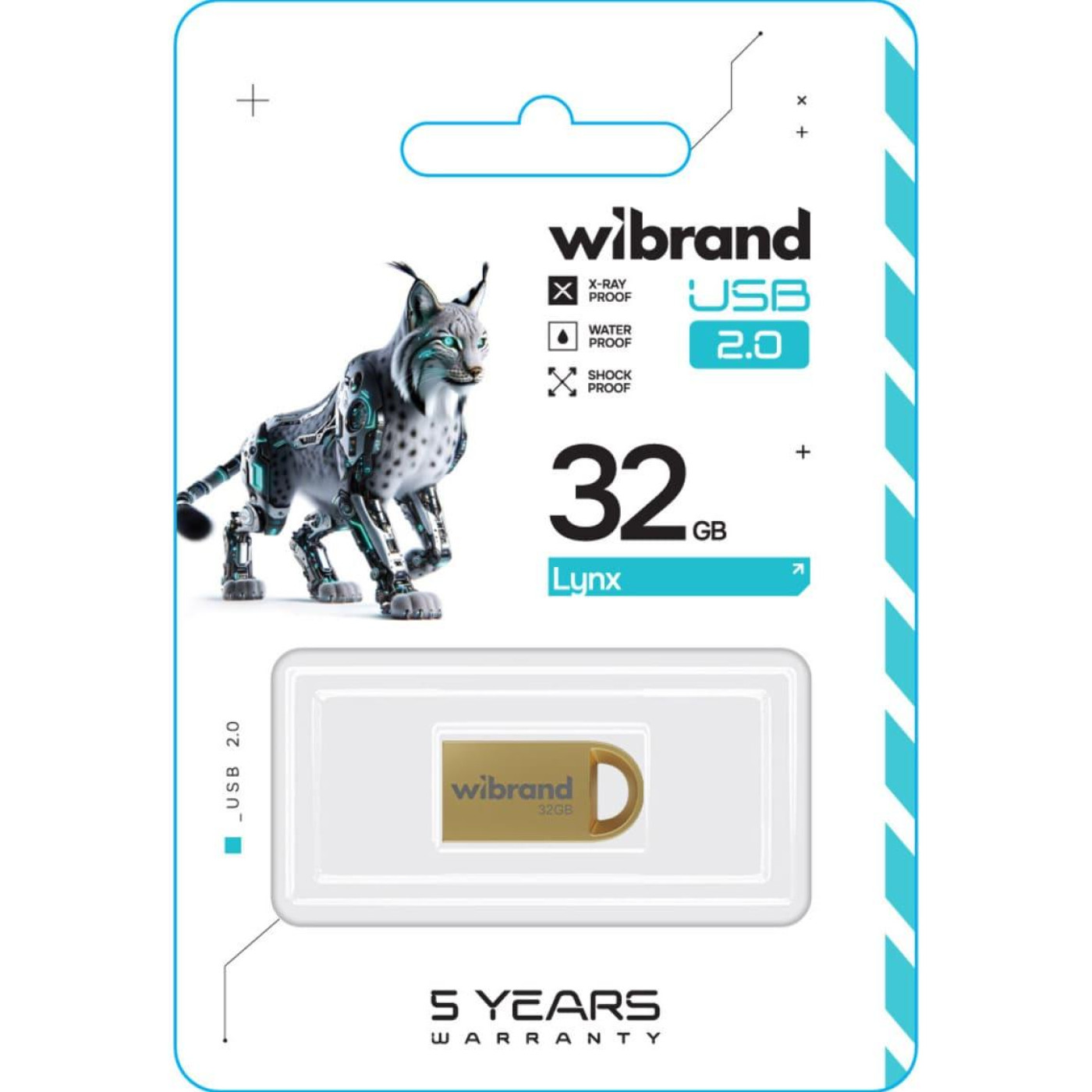 Флеш-накопитель Wibrand Flash USB 2.0 Lynx 32Gb Gold (WI2.0/LY32M2G)