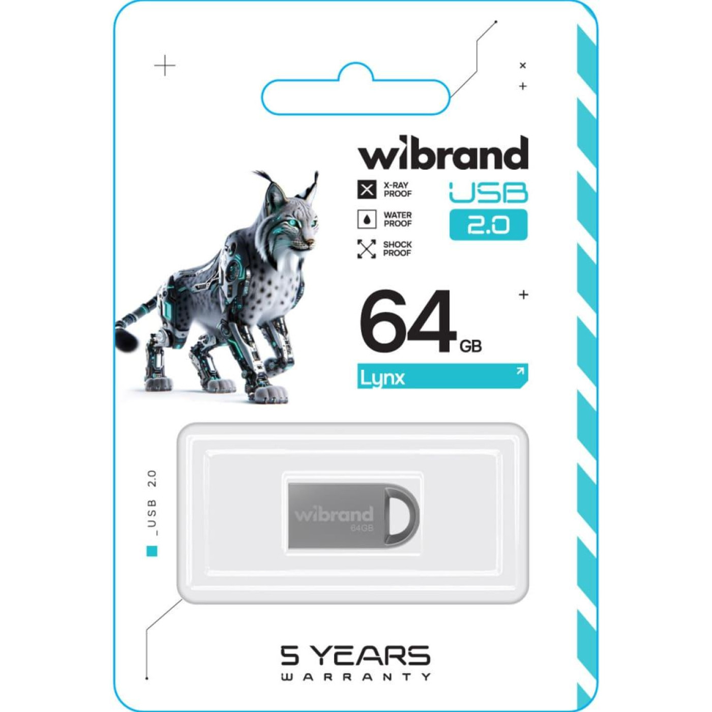 Флеш-накопитель Wibrand Flash USB 2.0 Lynx 64Gb Silver (WI2.0/LY64M2S)
