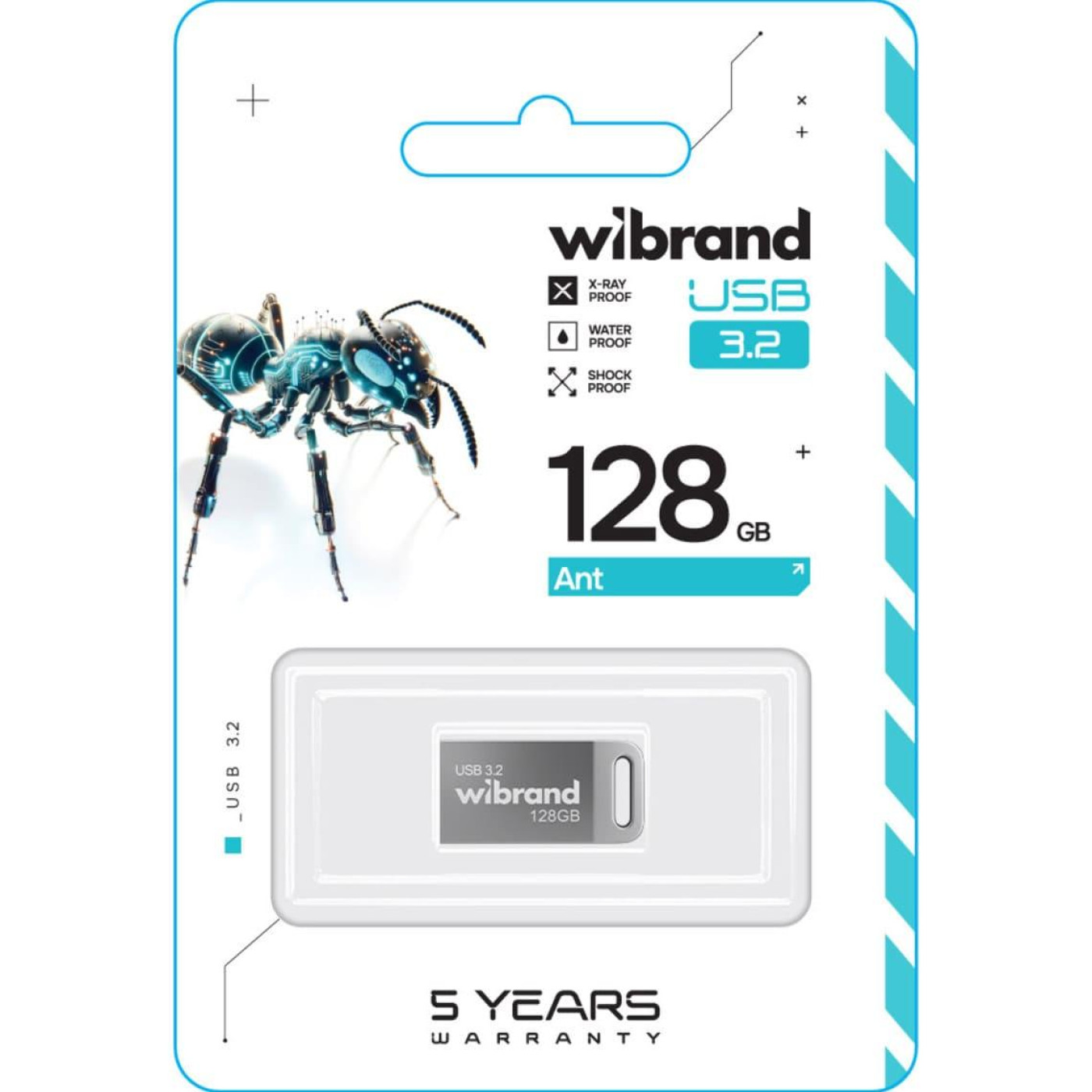 Флеш-накопитель Wibrand Flash USB 3.2 Gen1 Ant 128GB Silver (WI3.2/AN128M4S)