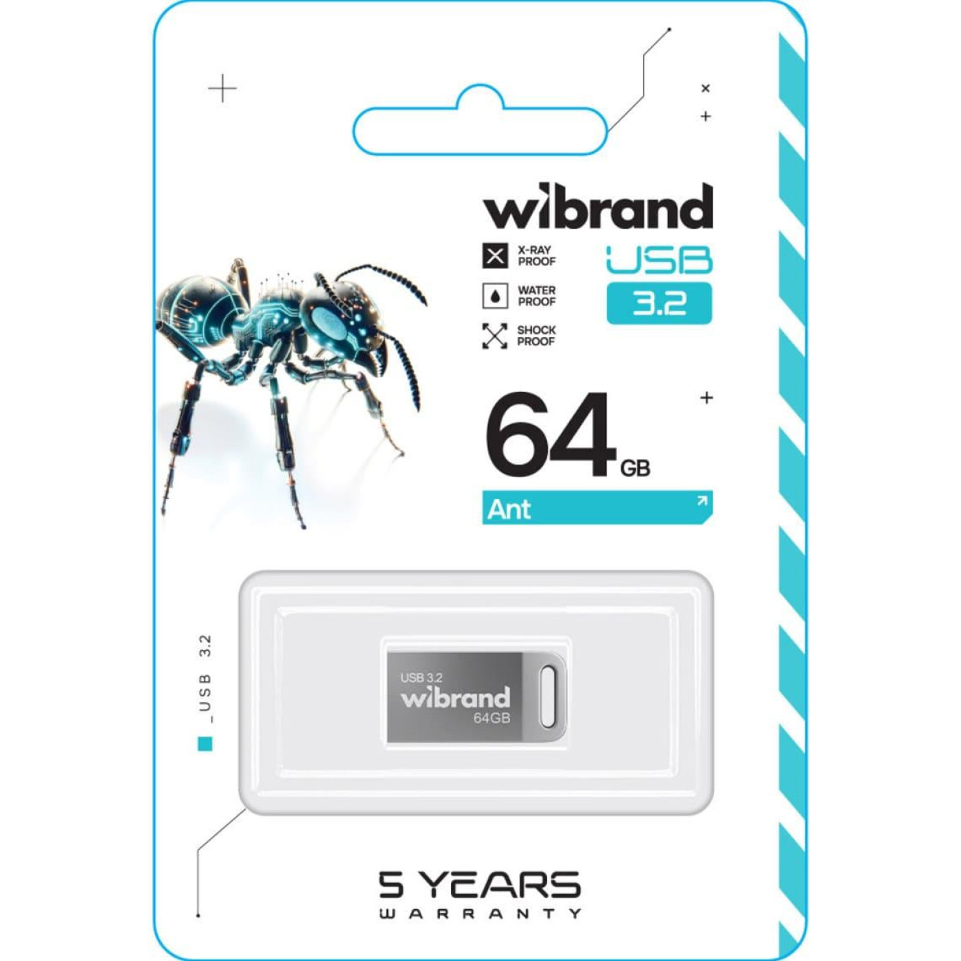 Флеш-накопитель Wibrand Flash USB 3.2 Gen1 Ant 64GB Silver (WI3.2/AN64M4S)