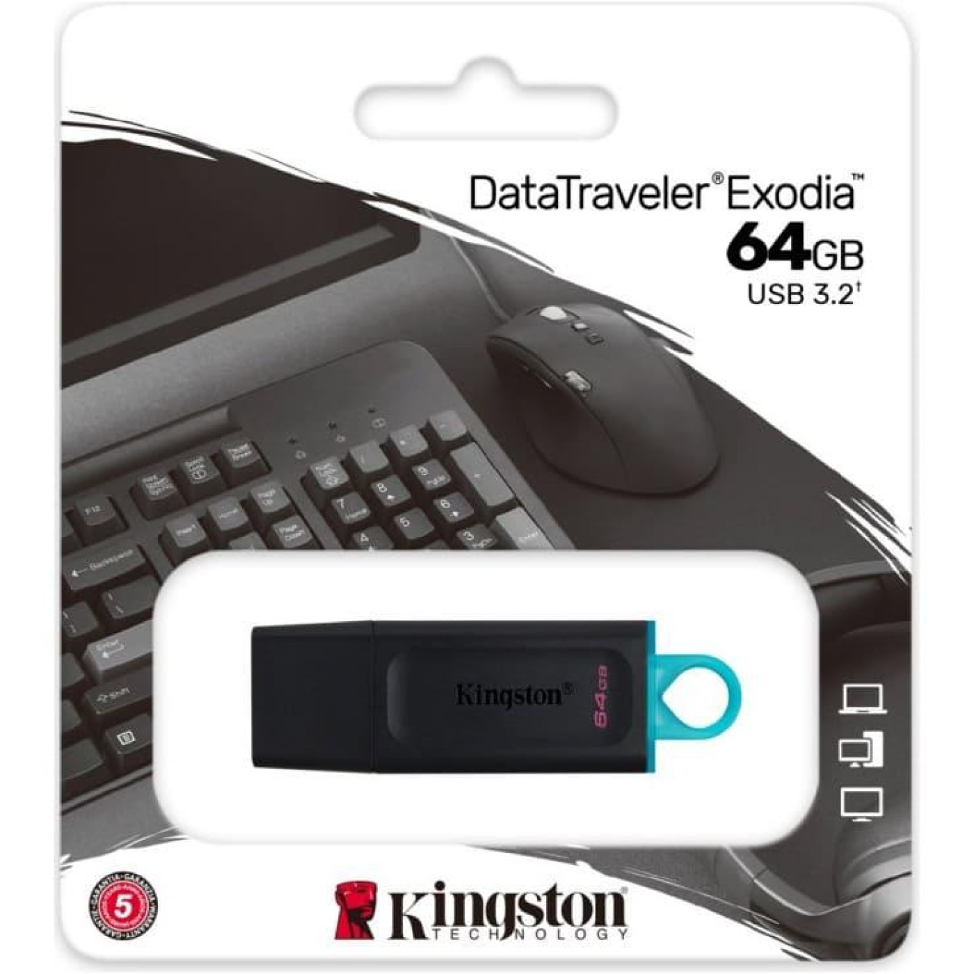 Флеш-накопитель Kingston DataTraveler Exodia 64Gb USB3.2 Black-Teal (DTX/64GB)