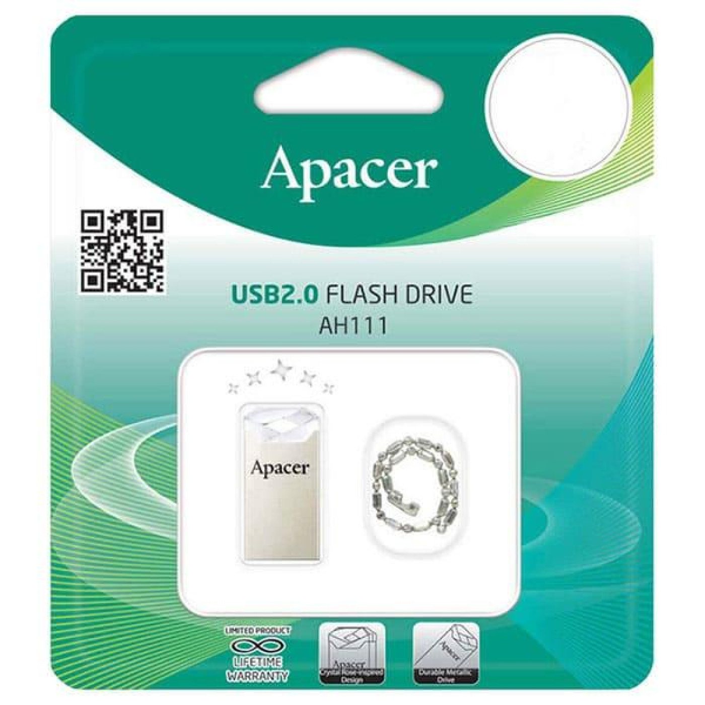 Флеш-накопичувач Apacer USB 64GB AH111 Silver/Crystal (AP64GAH111CR-1)
