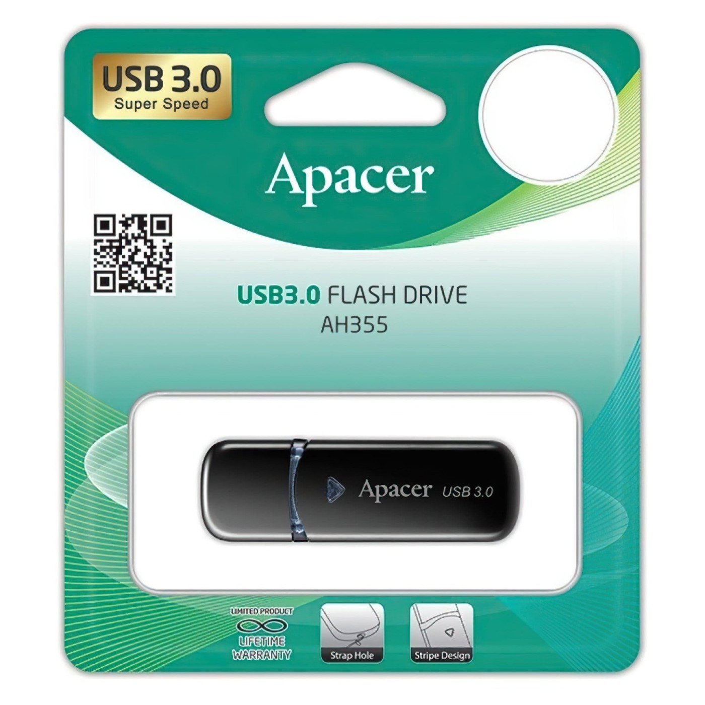 Флеш-накопичувач Apacer USB3.0 32GB AH355 Black (AP32GAH355B-1)