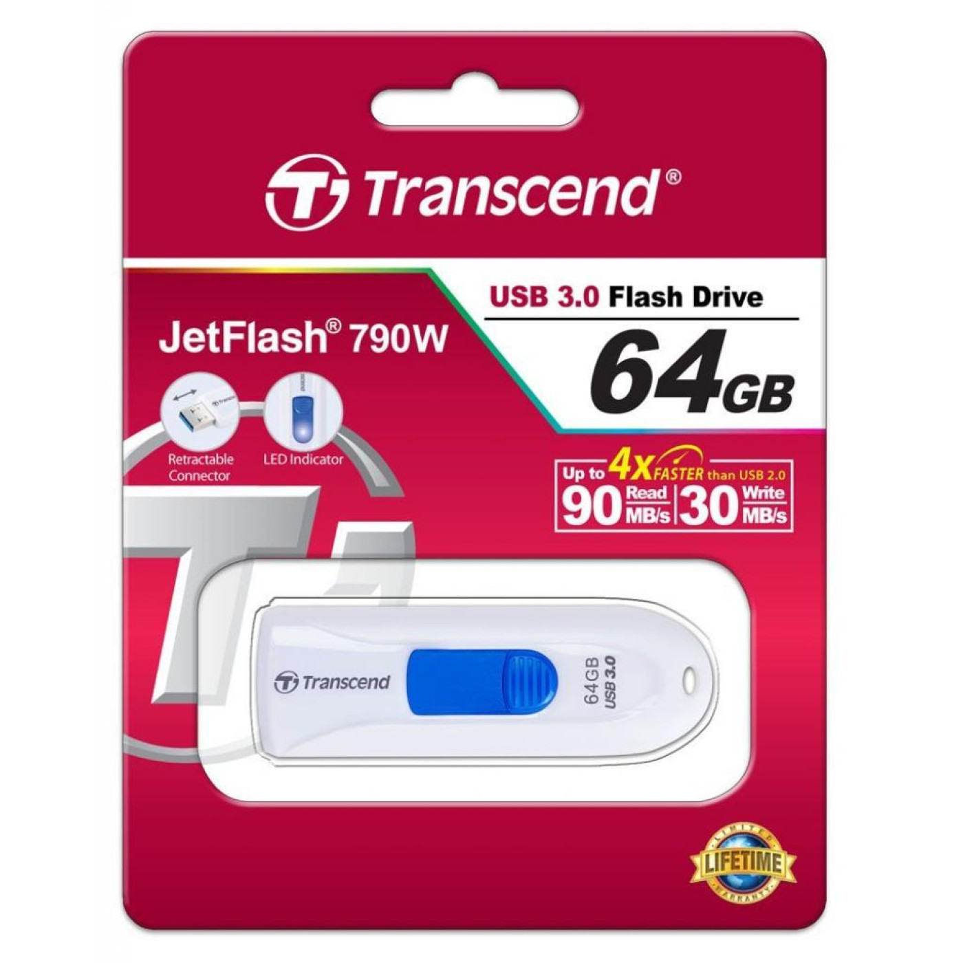 Флеш-накопитель Transcend JetFlash 790 64 Gb (TS64GJF790W) (FFUFTR01161)