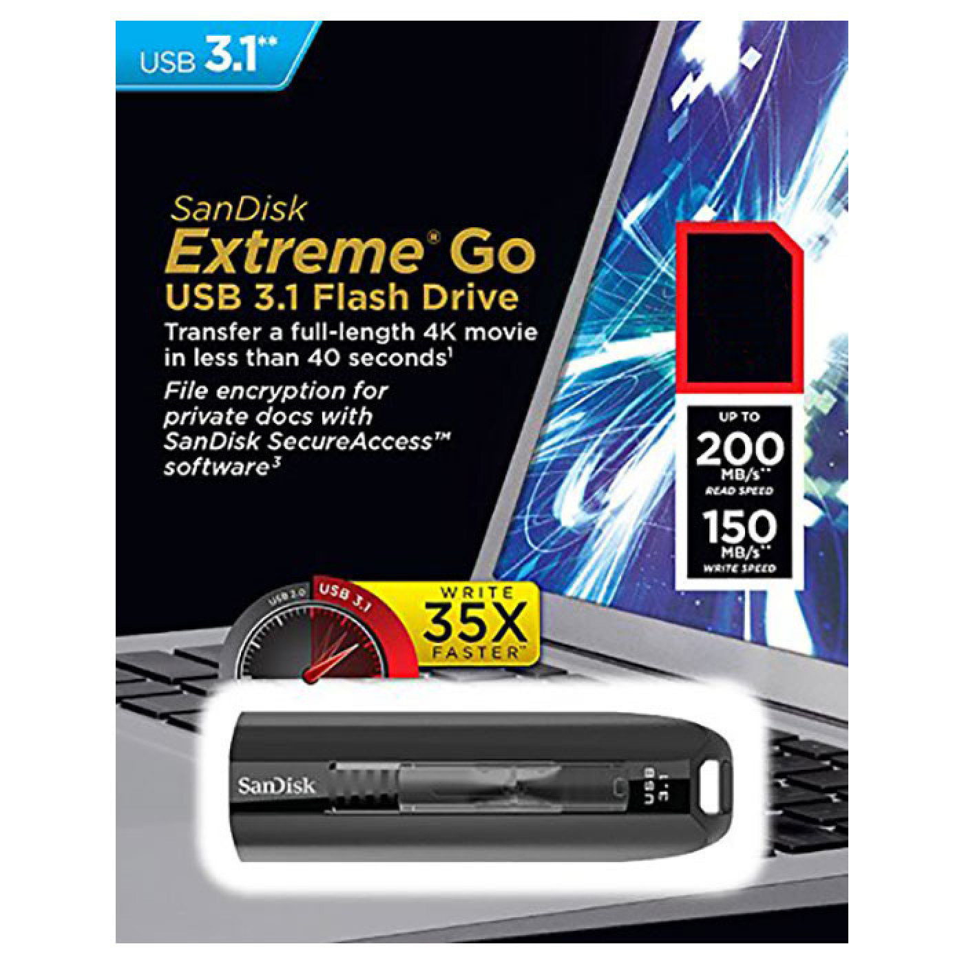 Флеш-накопичувач Sandisk 256GB USB 3.2 Extreme Go (SDCZ810-256G-G46)
