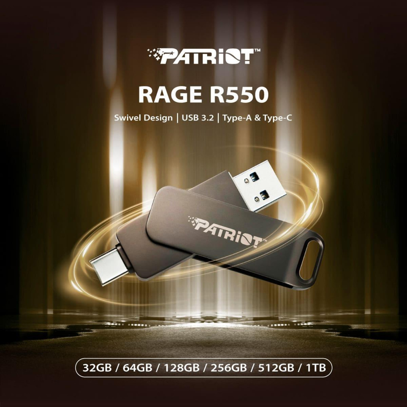 Флеш-накопичувач Patriot USB 3.2 Gen 1 Rage R550 64GB Type-A+C