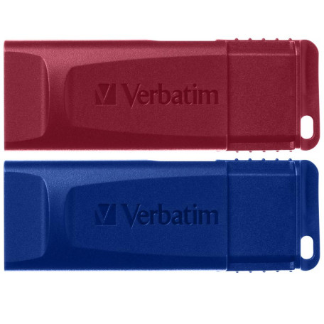 Флеш-накопитель Verbatim USB флеш накопичувач 2x32GB StoreъnъGo Slider Red/Blue USB 2.0 (49327)