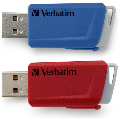 Флеш-накопитель Verbatim USB флеш накопичувач 2x32GB Store ъnъ Click Red/Blue USB 3.2 (49308)