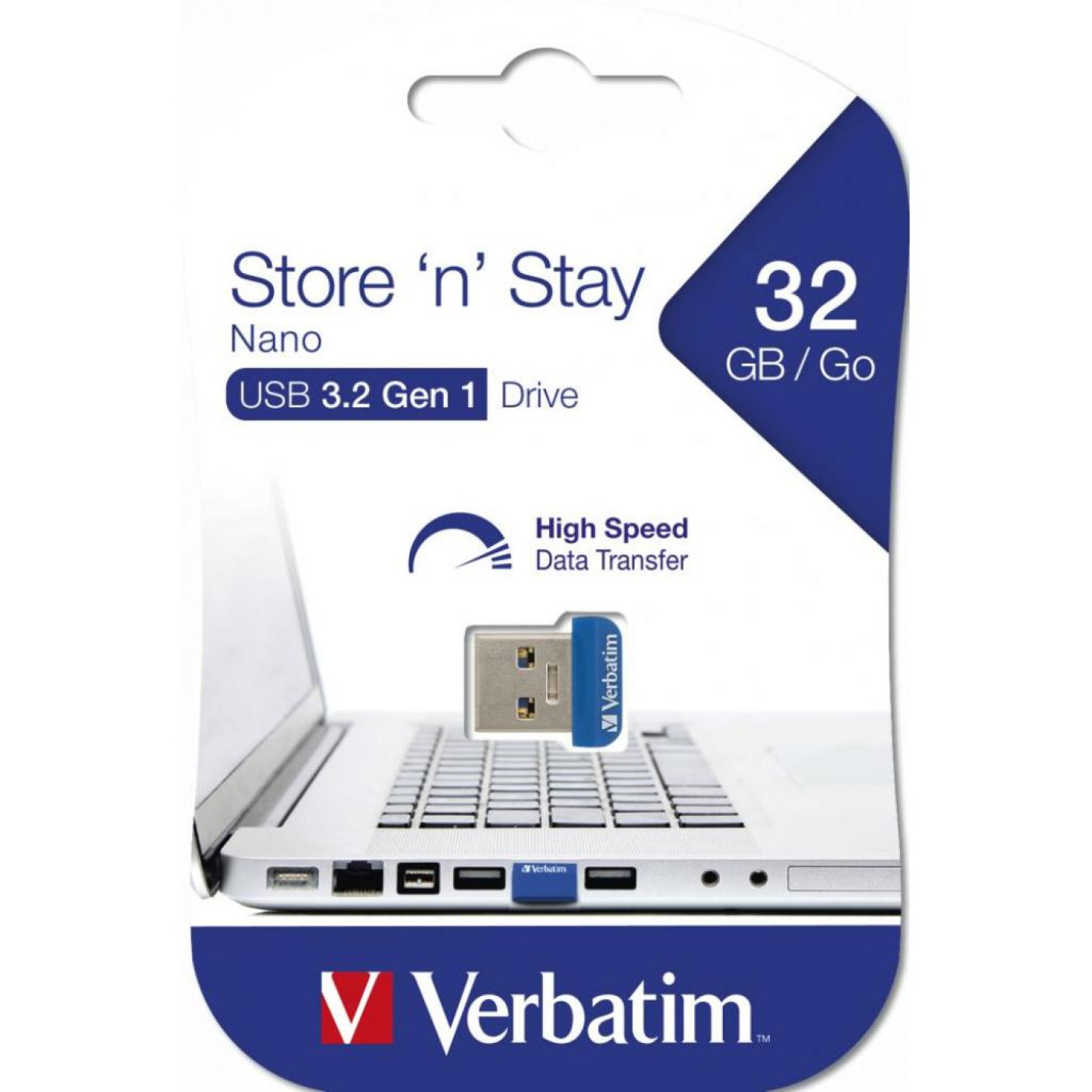 Флеш-накопичувач Verbatim USB флеш накопичувач 32GB Store 'n' Stay NANO Blue USB 3.0 (98710)