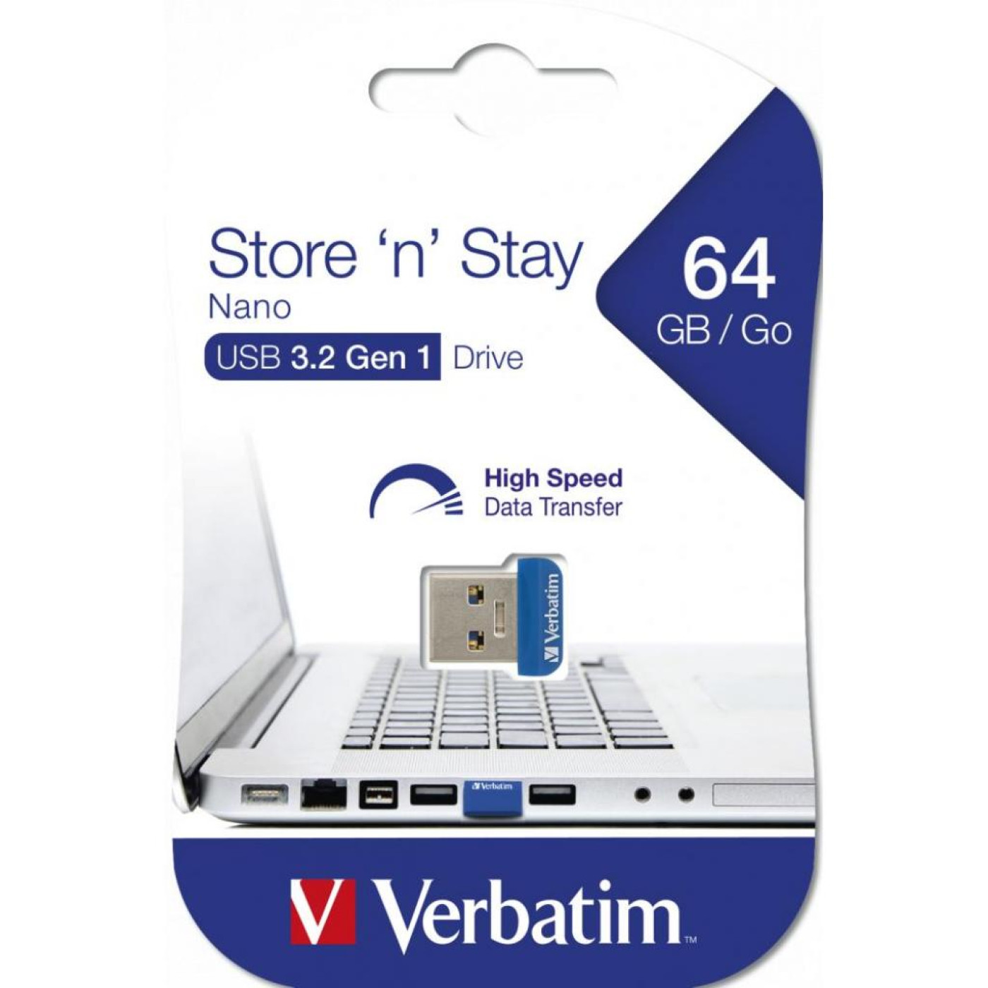 Флеш-накопитель Verbatim USB флеш накопичувач 64GB Store ъnъ Stay NANO Blue USB 3.0 (98711)