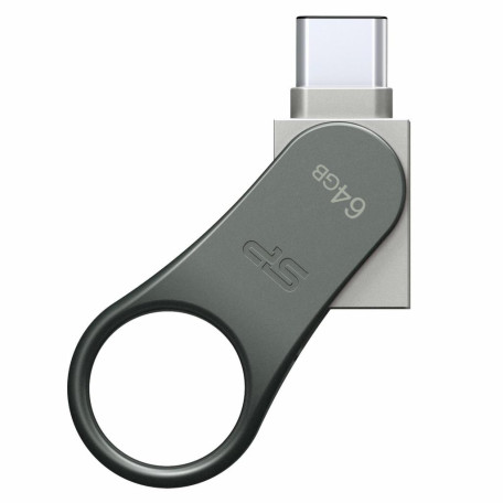 Флеш-накопитель Silicon Power USB 64G usb3.1+TypeC DriveMobile C80 Silver (SP064GBUC3C80V1S)