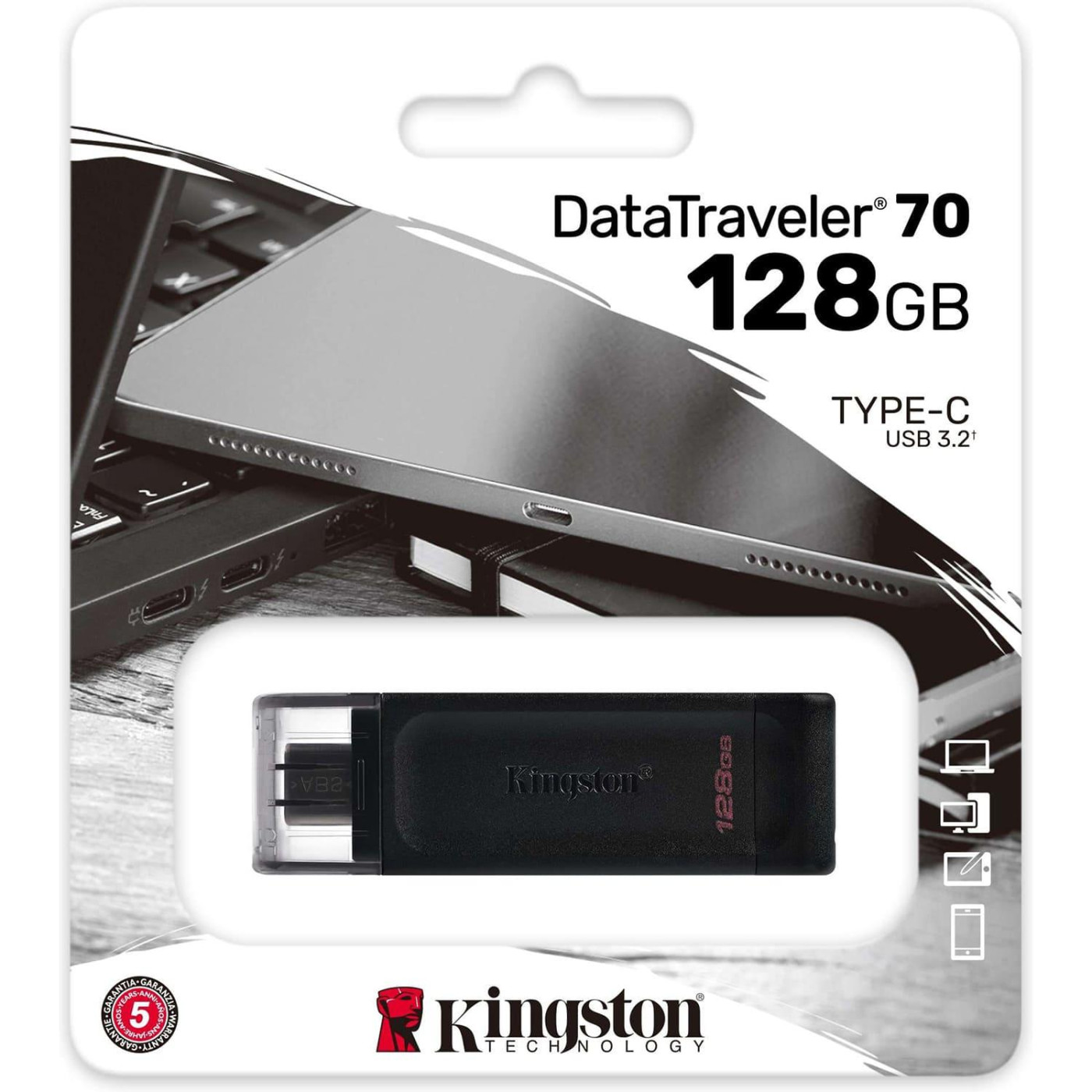 USB Flash Kingston  DataTraveler 70 128GB USB-C 3.2 Gen 1, Retail