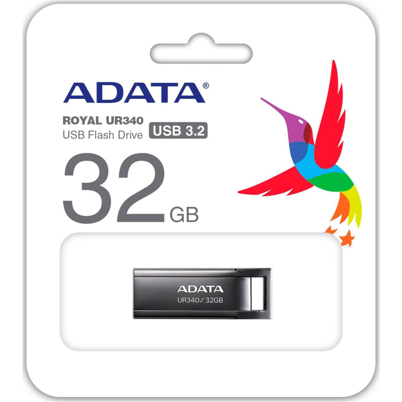 Флеш-накопитель Adata Flash 32Gb USB 3.2 UR340 Black (AROY-UR340-32GBK)