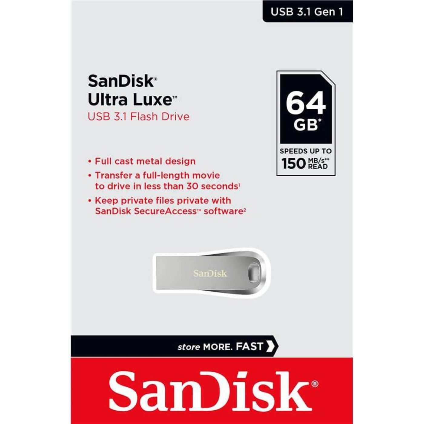 Флеш-накопитель Sandisk USB 3.1 Ultra Luxe 64Gb (150Mb/s) (SDCZ74-064G-G46)