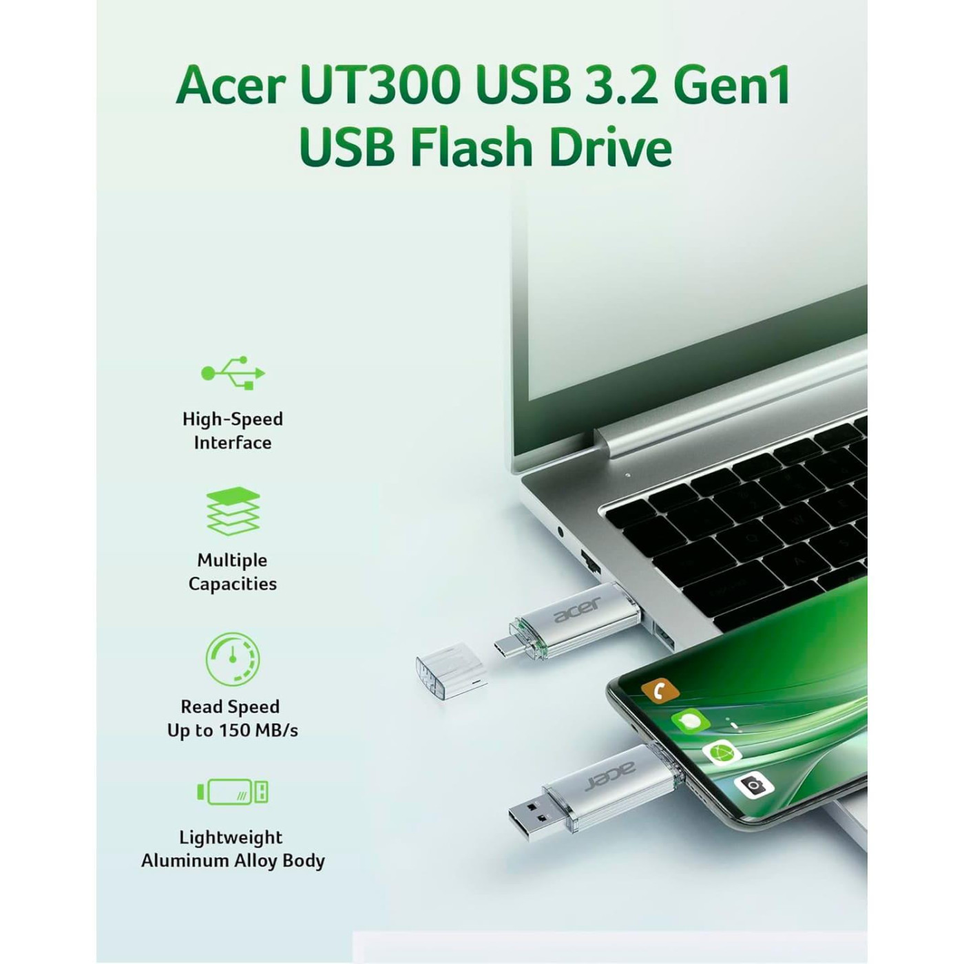 Флеш-накопичувач Acer USB Flash UT300 16GB Dual Drive USB-C & USB-A (UT300-16GB)