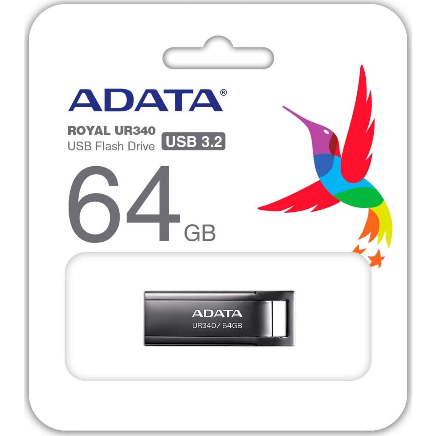Флеш-накопитель Adata Flash 64Gb USB 3.2 UR340 Black (AROY-UR340-64GBK)