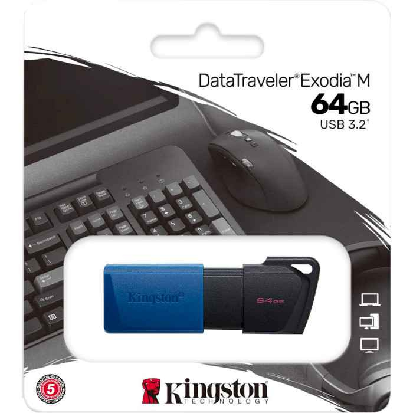 Флеш-накопитель Kingston 64GB USB3.2 DataTraveler Exodia M Black/Blue (DTXM/64GB)