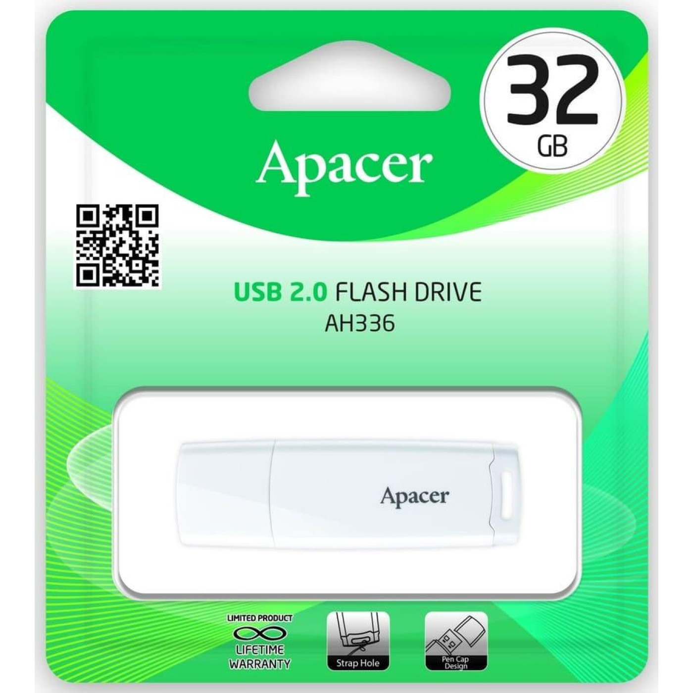 Флеш-накопичувач Apacer USB 32GB AH336 White (AP32GAH336W-1)